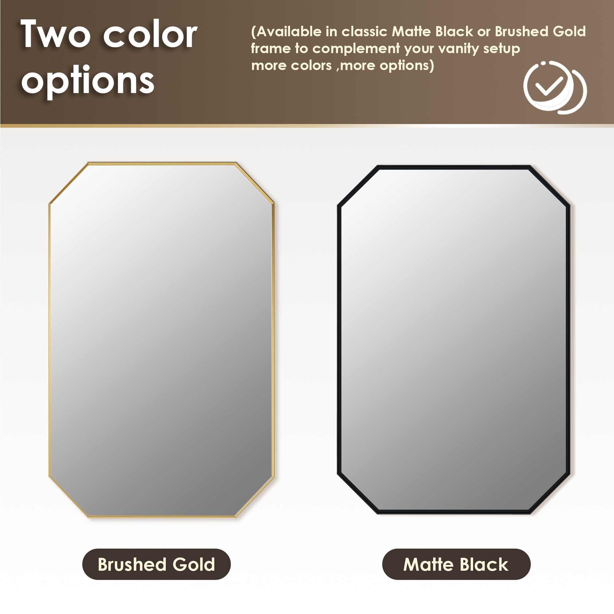 Allure Octagon Aluminum Framed in Modern Bathroom Wall Mirror
