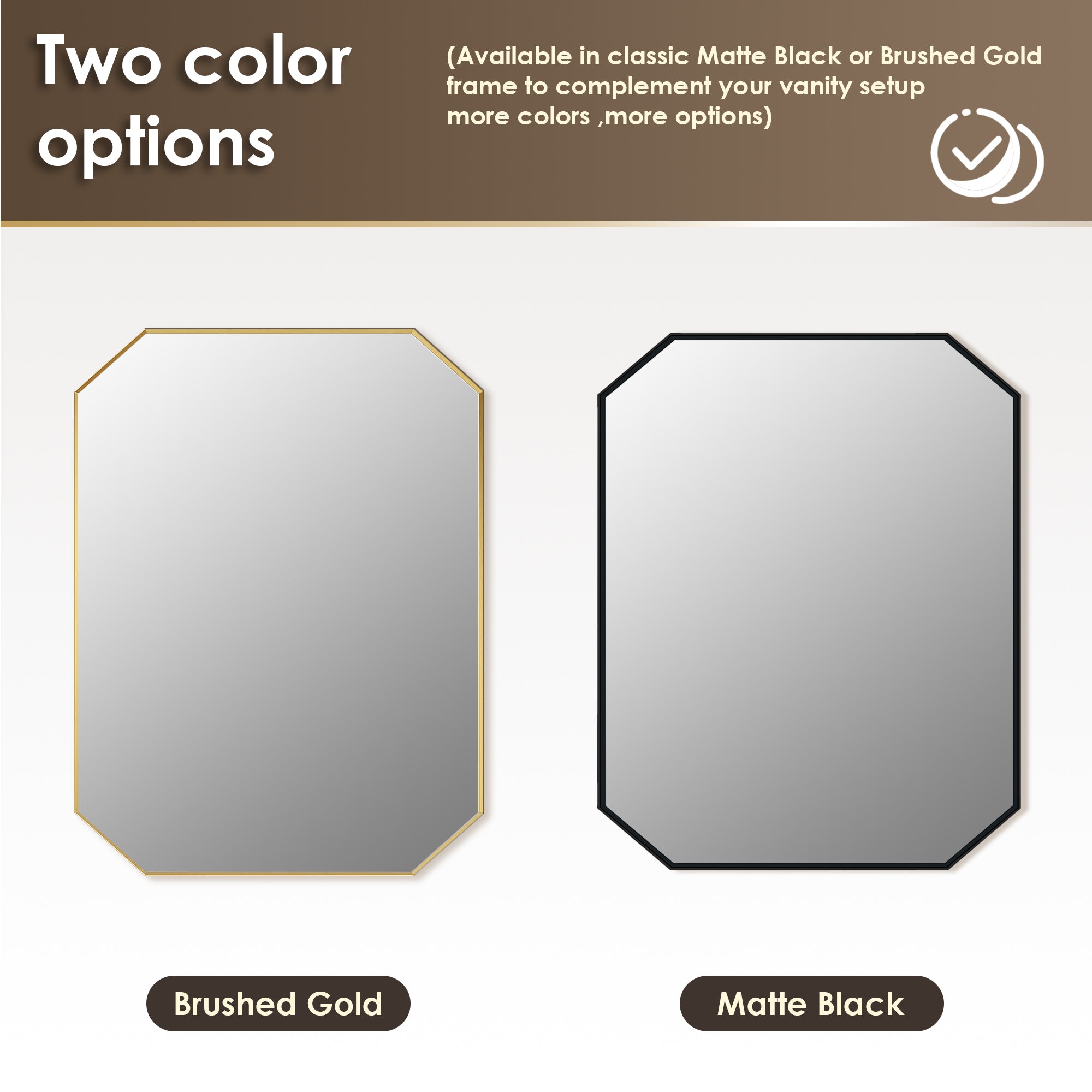 Allure Octagon Aluminum Framed in Modern Bathroom Wall Mirror