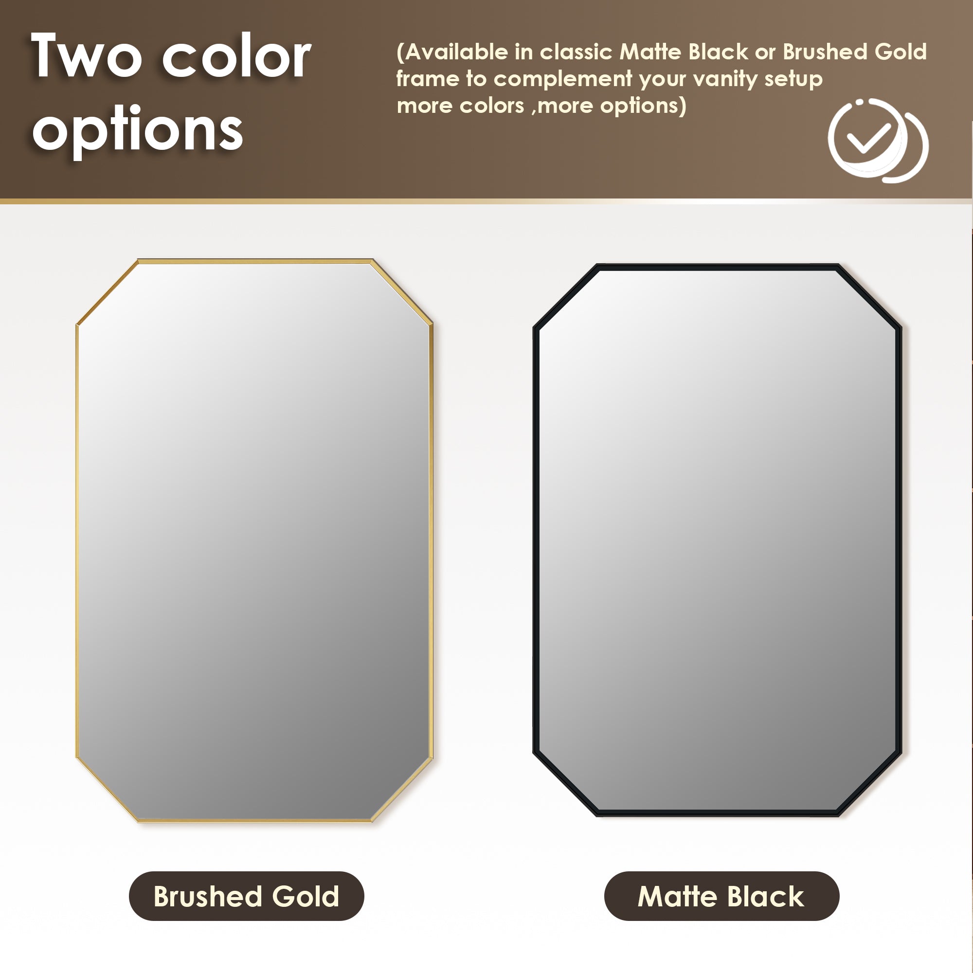 Allure Octagon Aluminum Framed in Modern Bathroom Wall Mirror