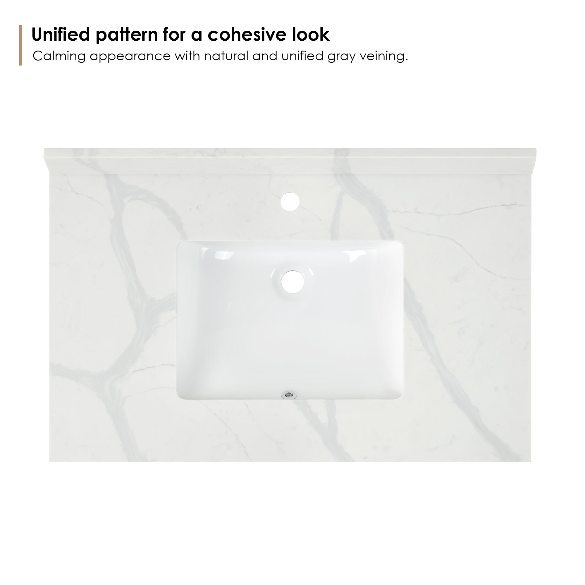 Arbios in Quartz Vanity Top in Calacatta White with White Sink