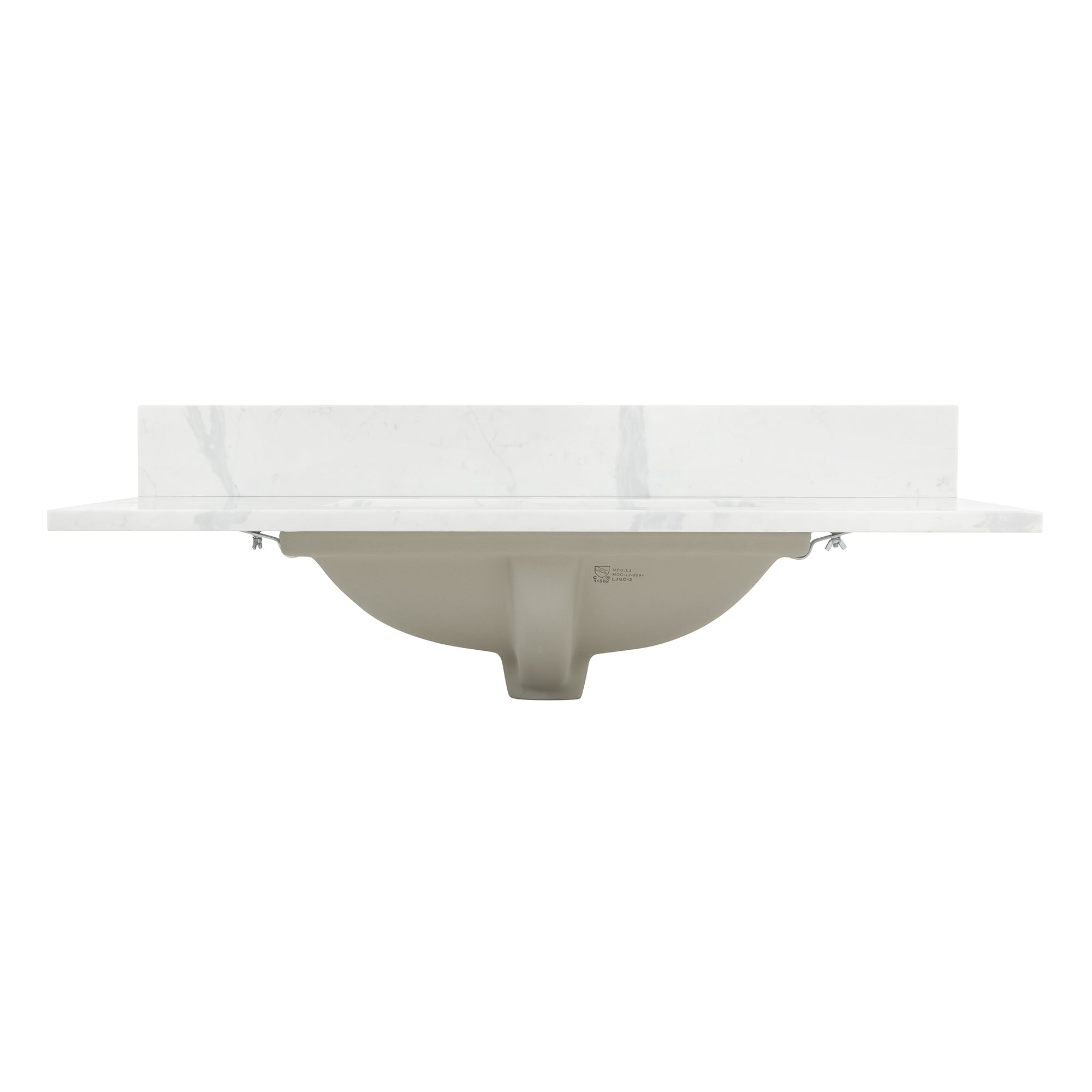 Arbios in Quartz Vanity Top in Calacatta White with White Sink