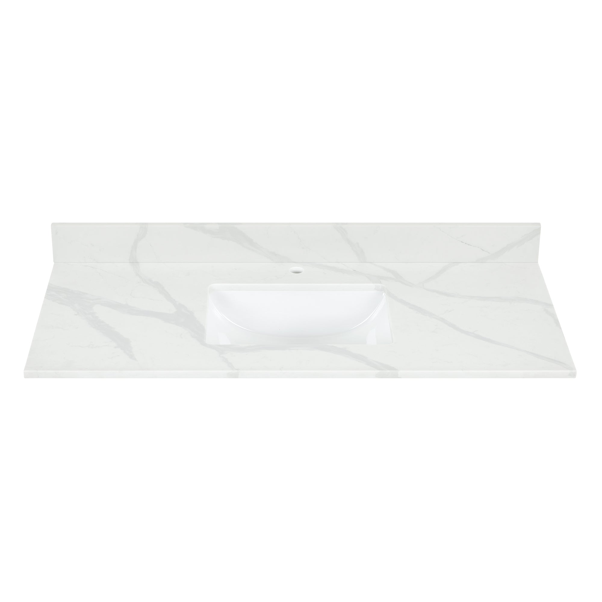 Arbios in Quartz Vanity Top in Calacatta White with White Sink
