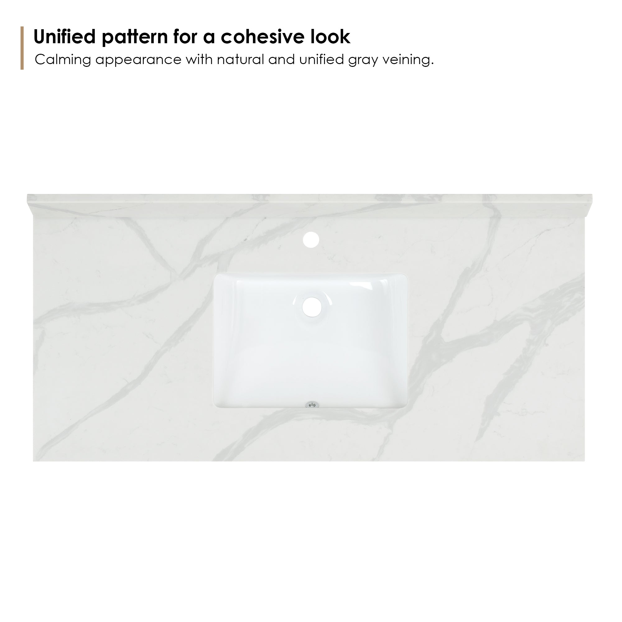 Arbios in Quartz Vanity Top in Calacatta White with White Sink