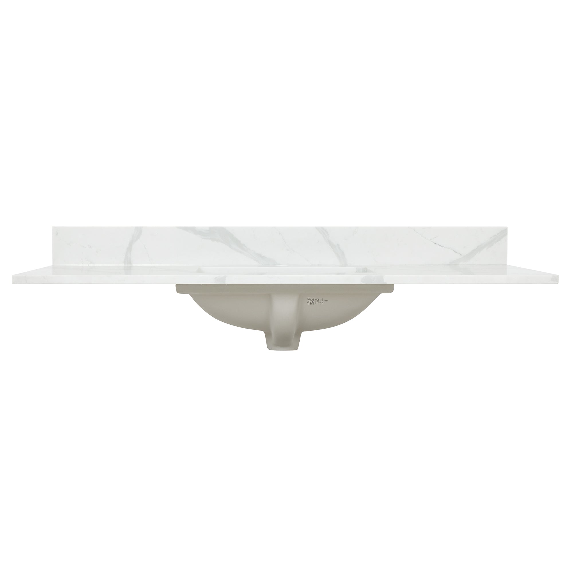 Arbios in Quartz Vanity Top in Calacatta White with White Sink