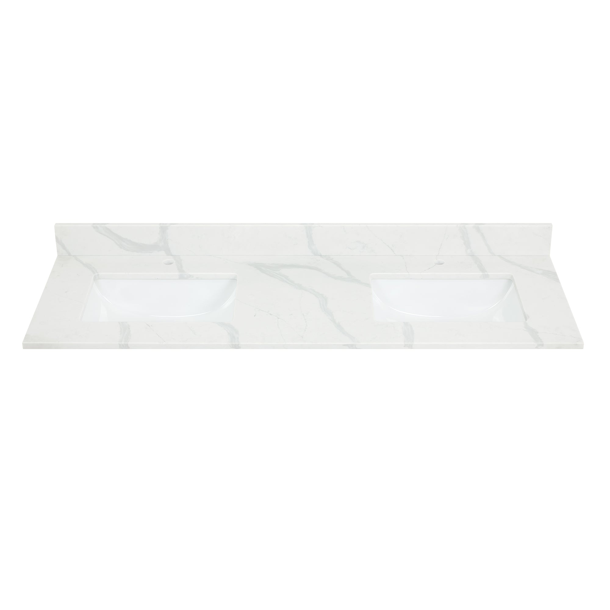 Arbios in Quartz Vanity Top in Calacatta White with White Sink