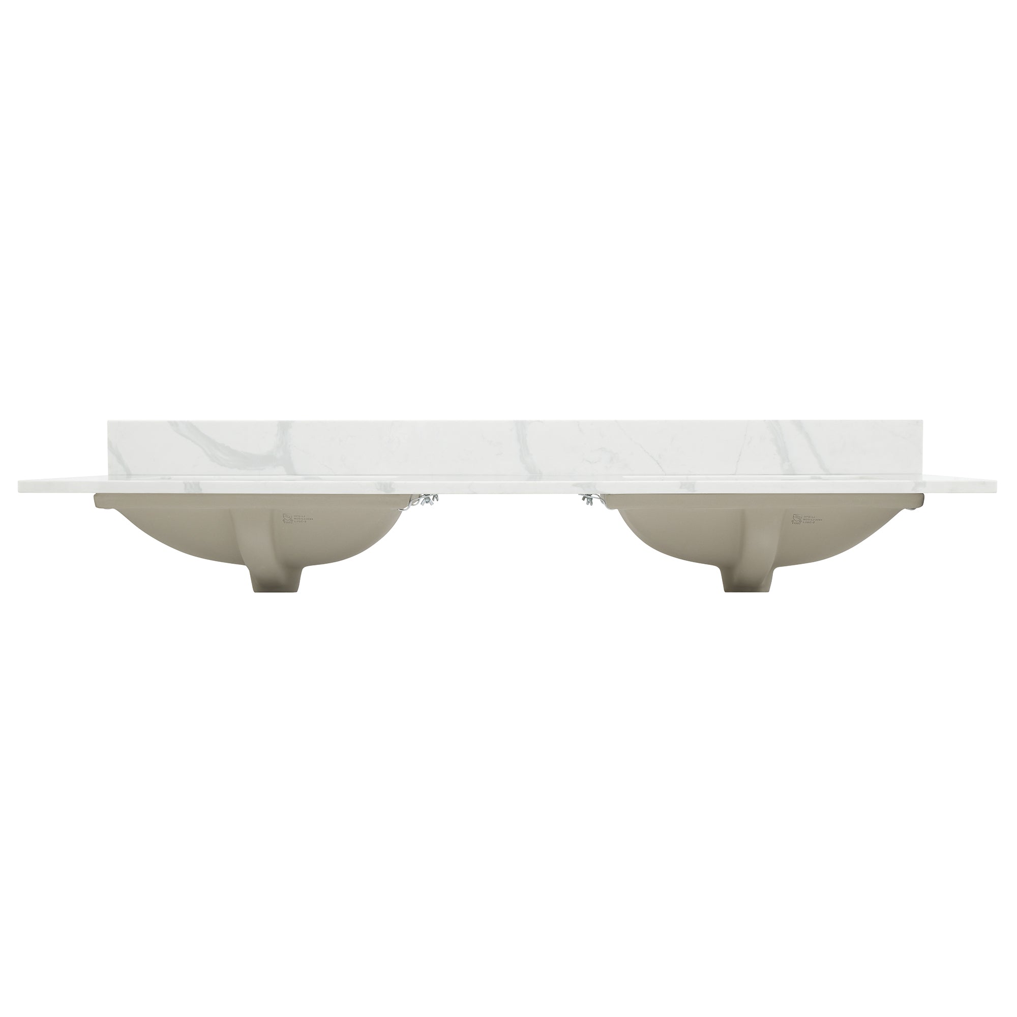 Arbios in Quartz Vanity Top in Calacatta White with White Sink