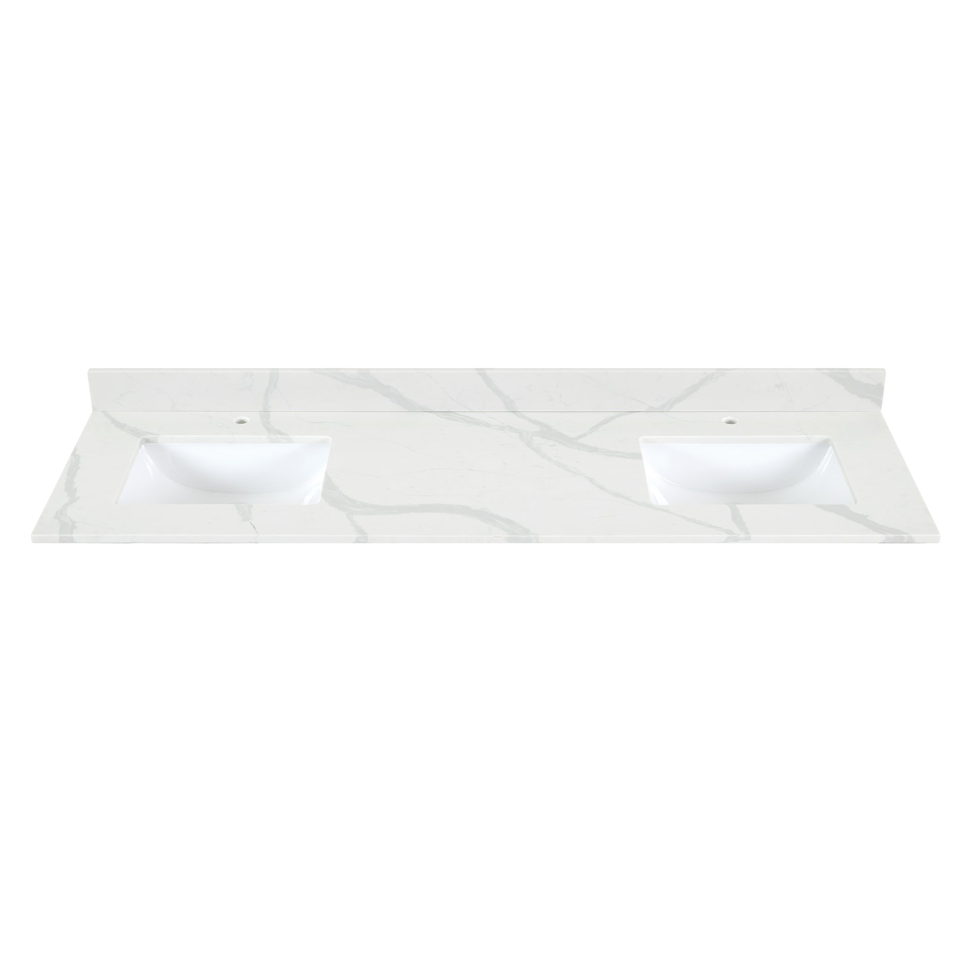 Arbios in Quartz Vanity Top in Calacatta White with White Sink