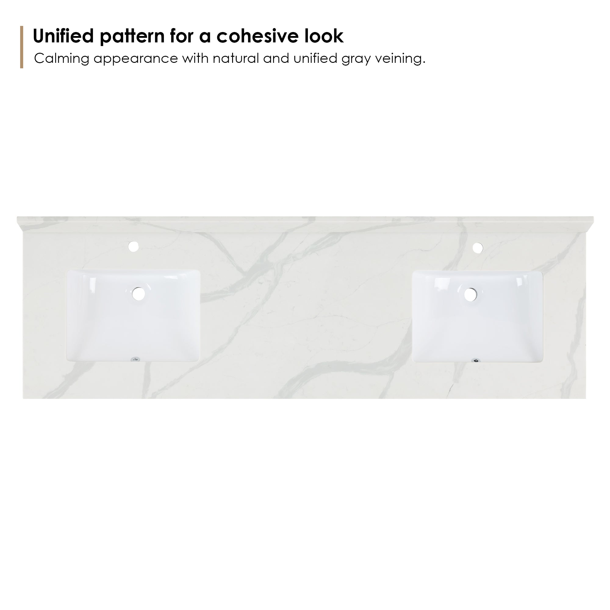 Arbios in Quartz Vanity Top in Calacatta White with White Sink