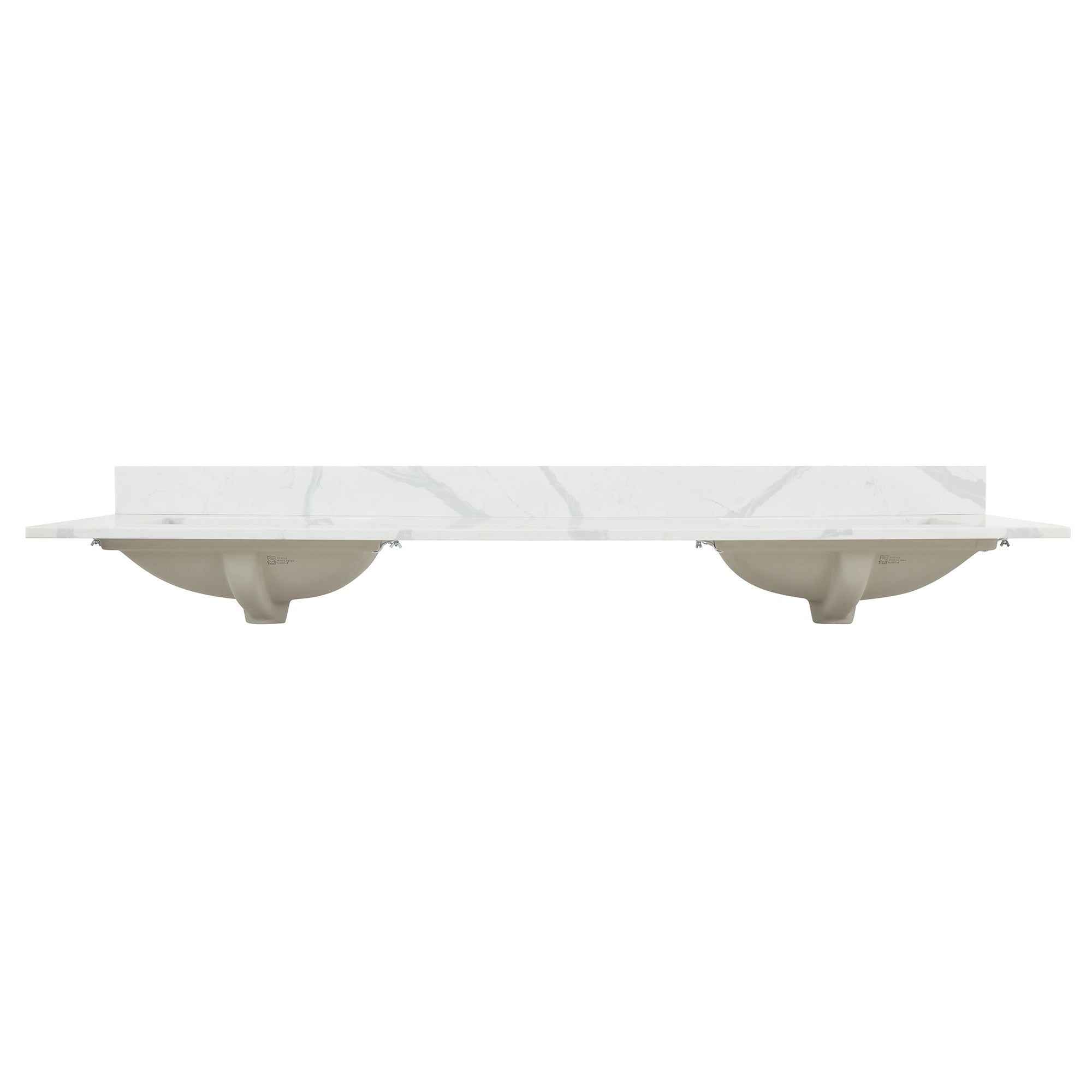 Arbios in Quartz Vanity Top in Calacatta White with White Sink
