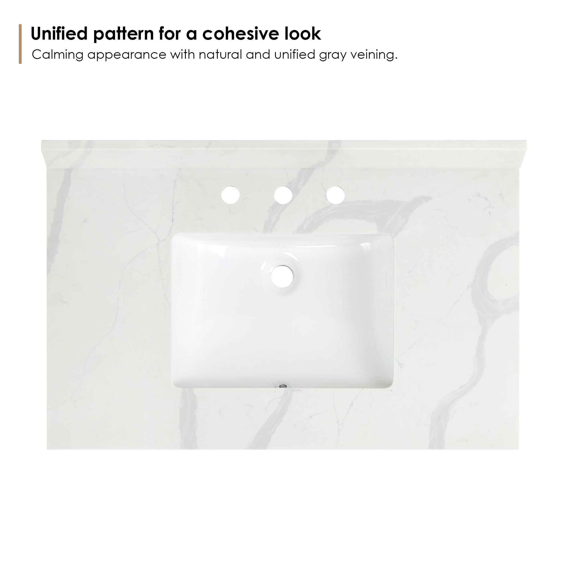 Arbios in Quartz Vanity Top in Calacatta White with White Sink