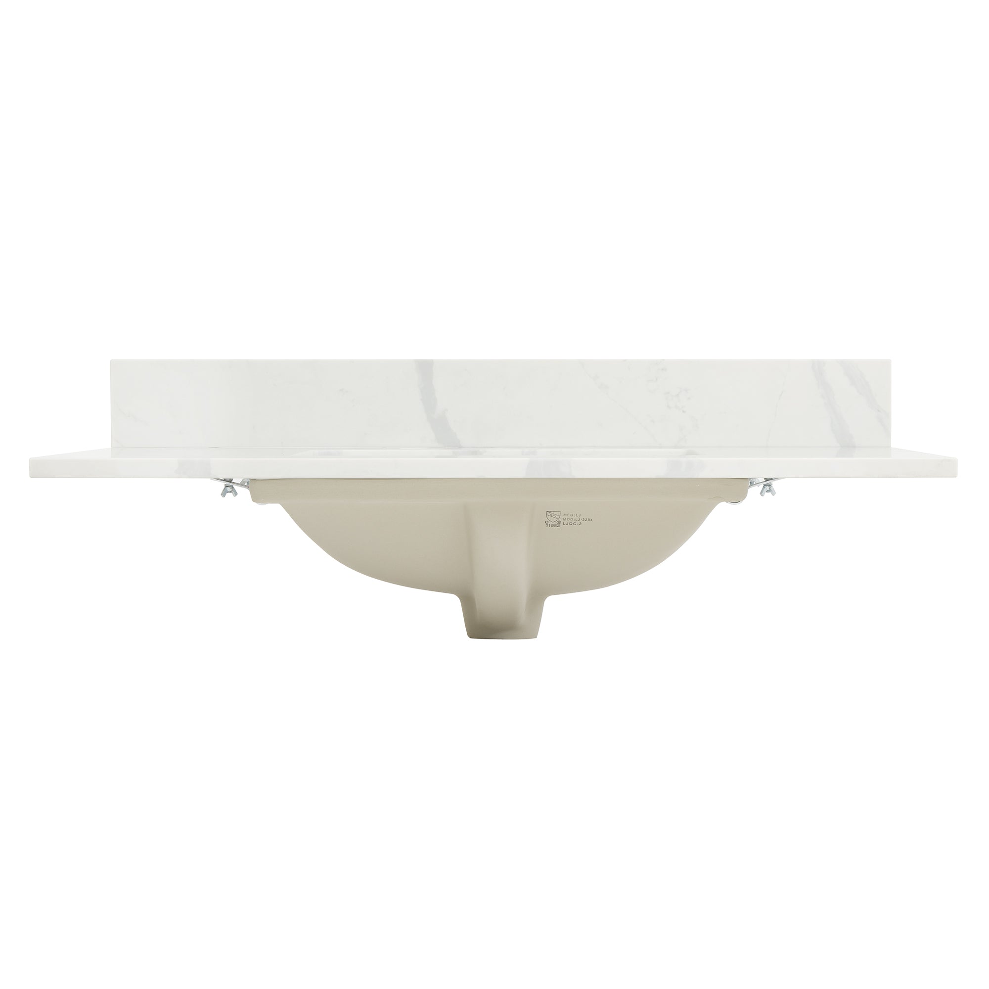 Arbios in Quartz Vanity Top in Calacatta White with White Sink