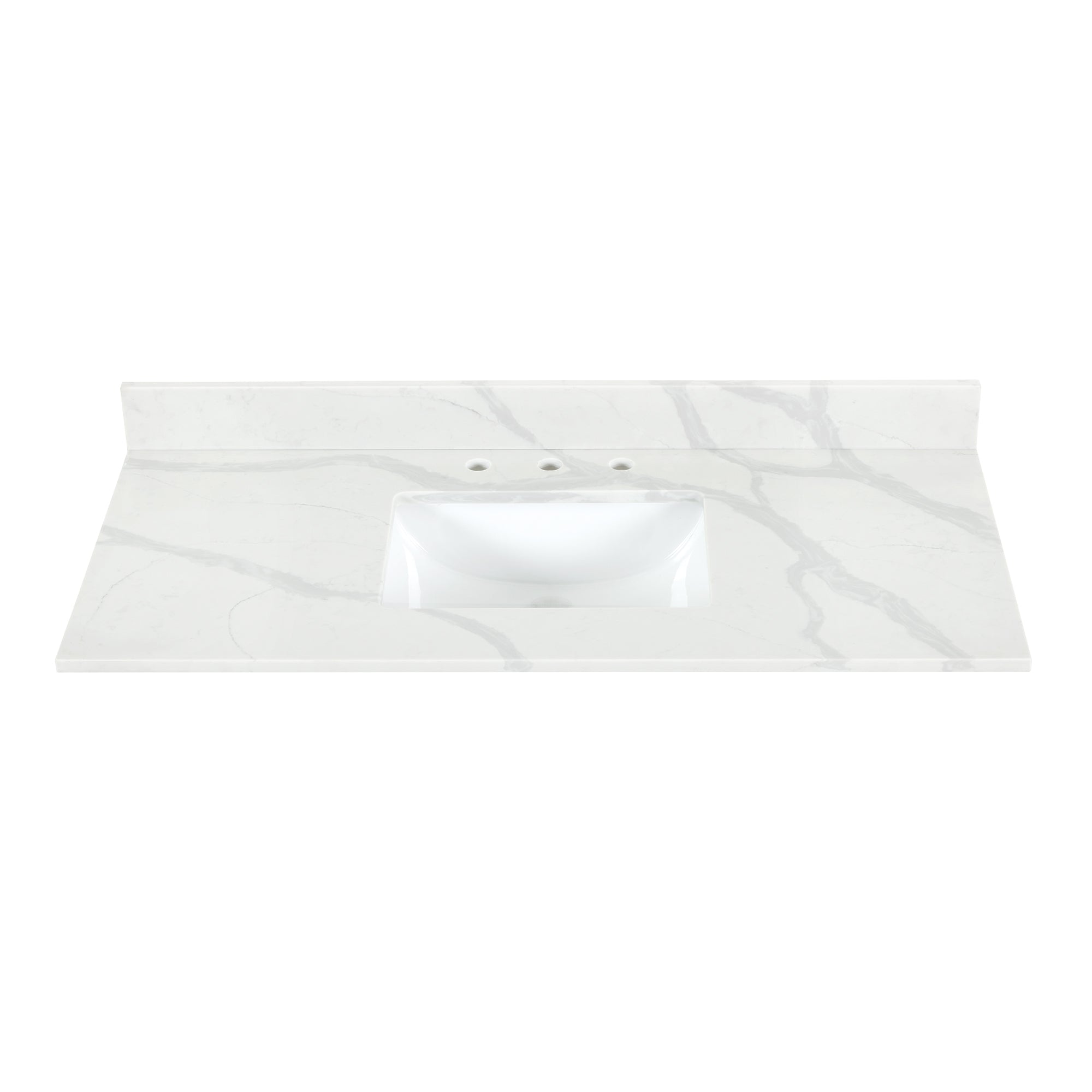 Arbios in Quartz Vanity Top in Calacatta White with White Sink