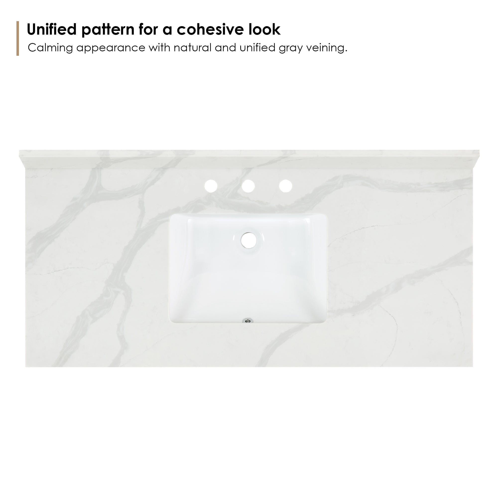 Arbios in Quartz Vanity Top in Calacatta White with White Sink