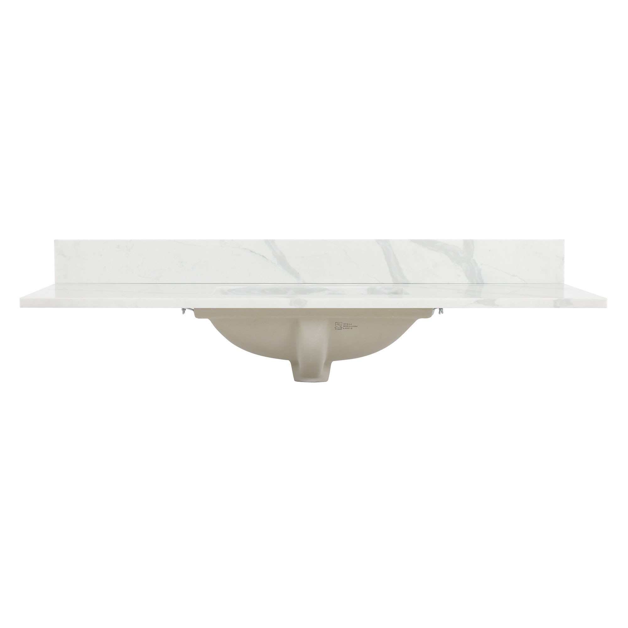 Arbios in Quartz Vanity Top in Calacatta White with White Sink
