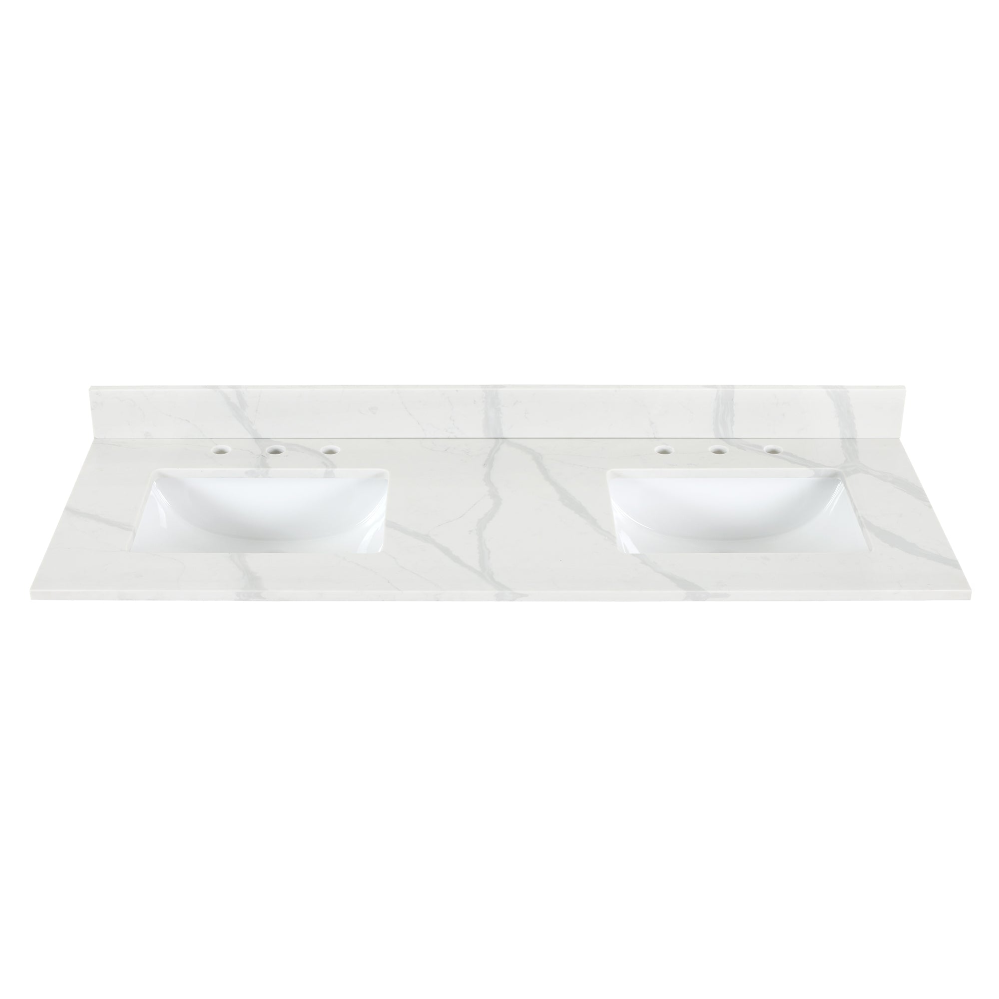 Arbios in Quartz Vanity Top in Calacatta White with White Sink