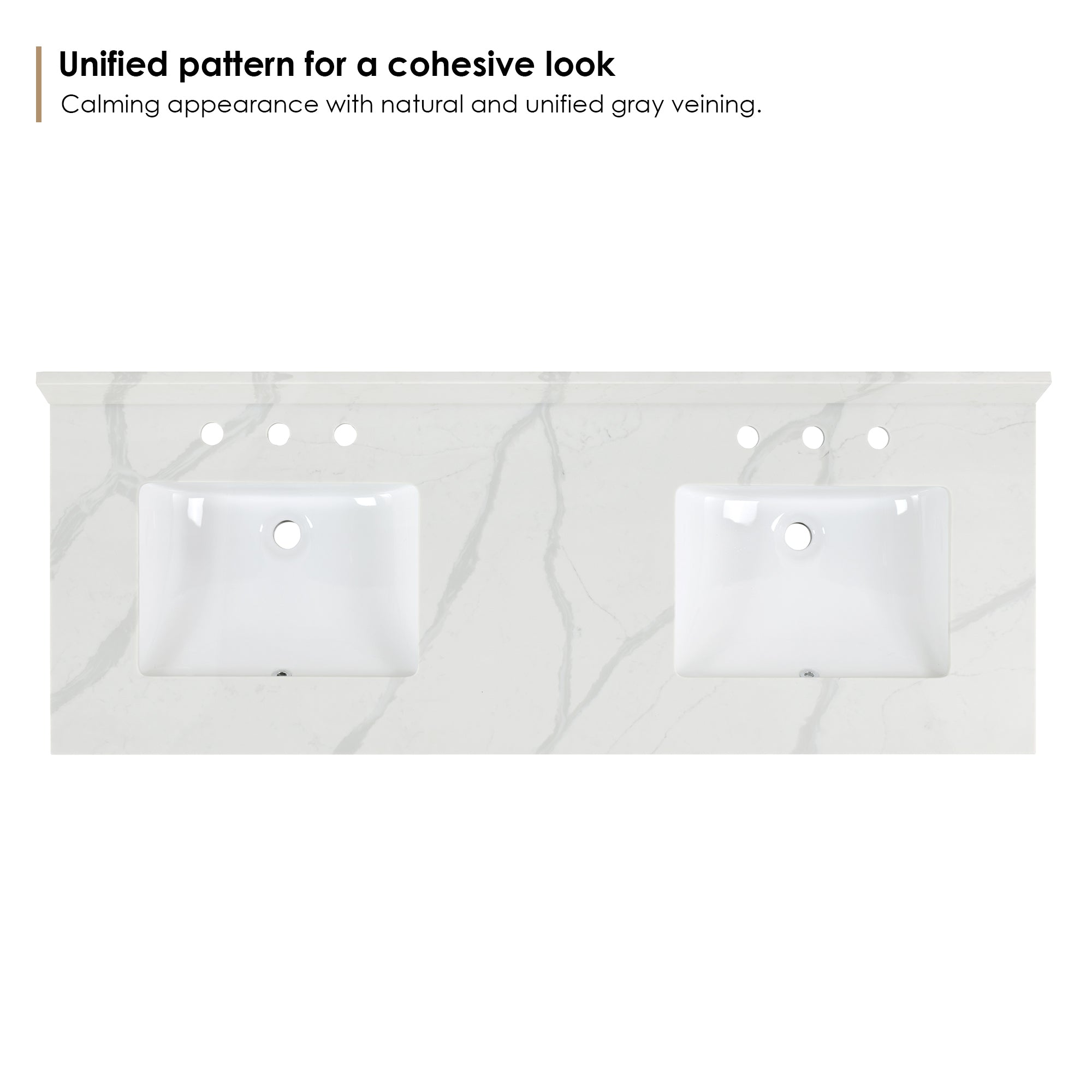 Arbios in Quartz Vanity Top in Calacatta White with White Sink