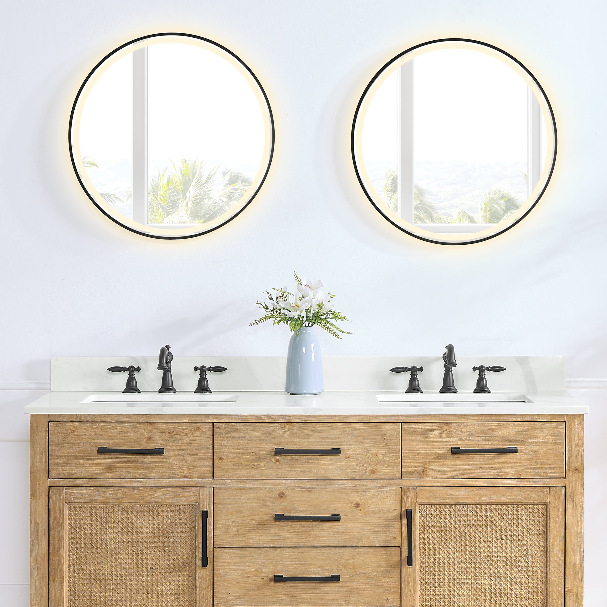 Arbios in Quartz Vanity Top in Calacatta White with White Sink