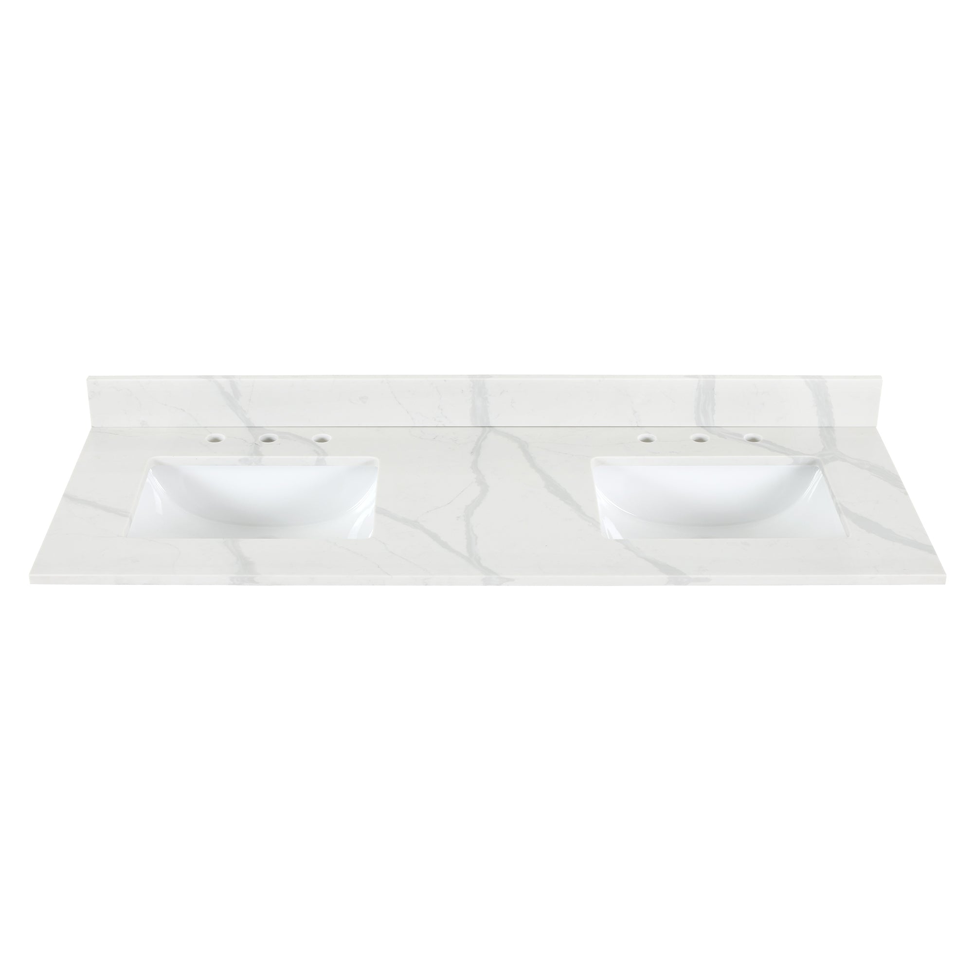 Arbios in Quartz Vanity Top in Calacatta White with White Sink
