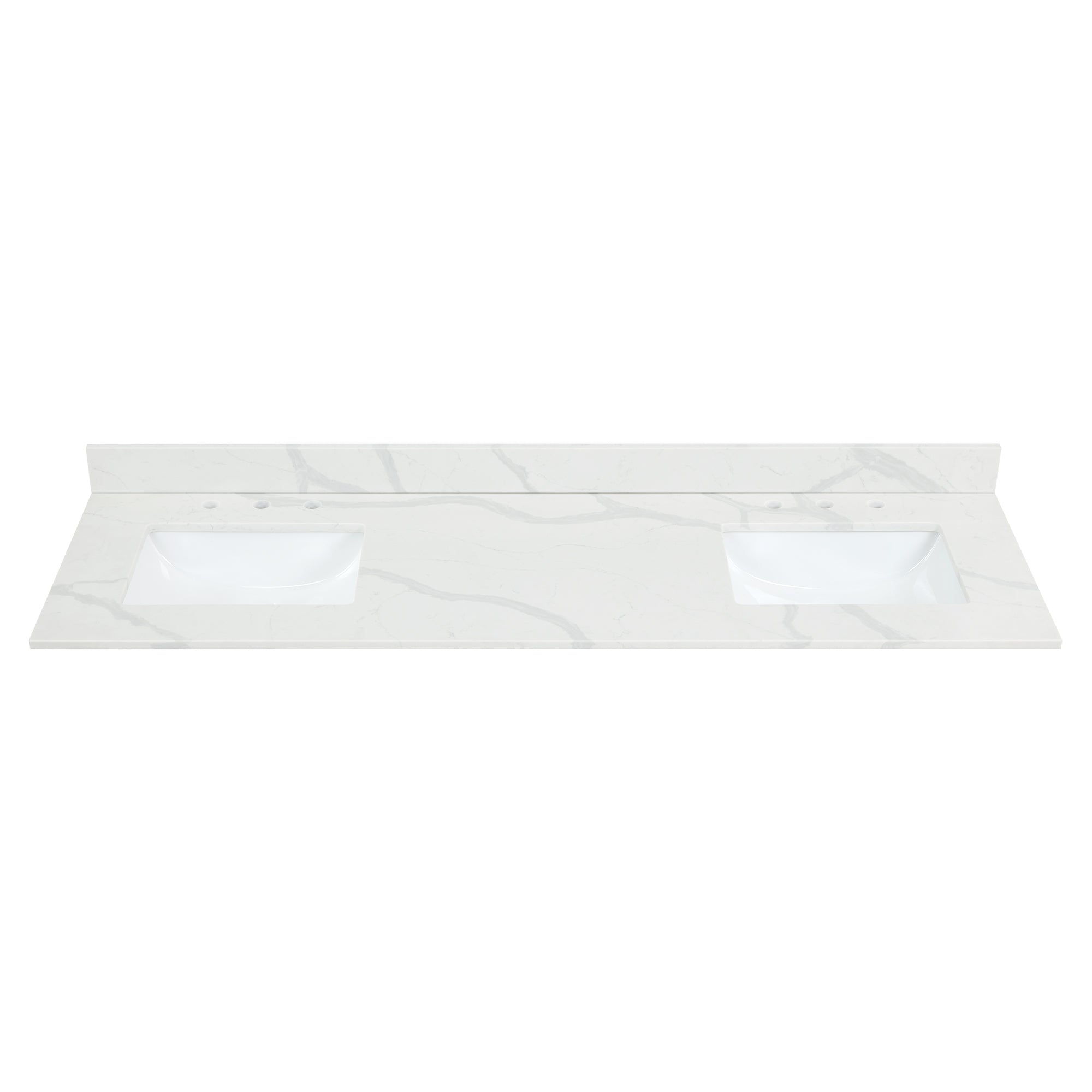 Arbios in Quartz Vanity Top in Calacatta White with White Sink