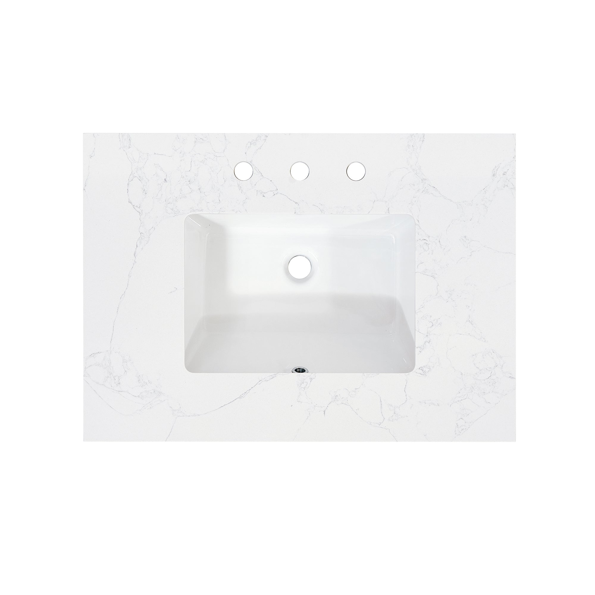 Ceres in Engineered Stone Vanity Top in Grain White with Single White Sink