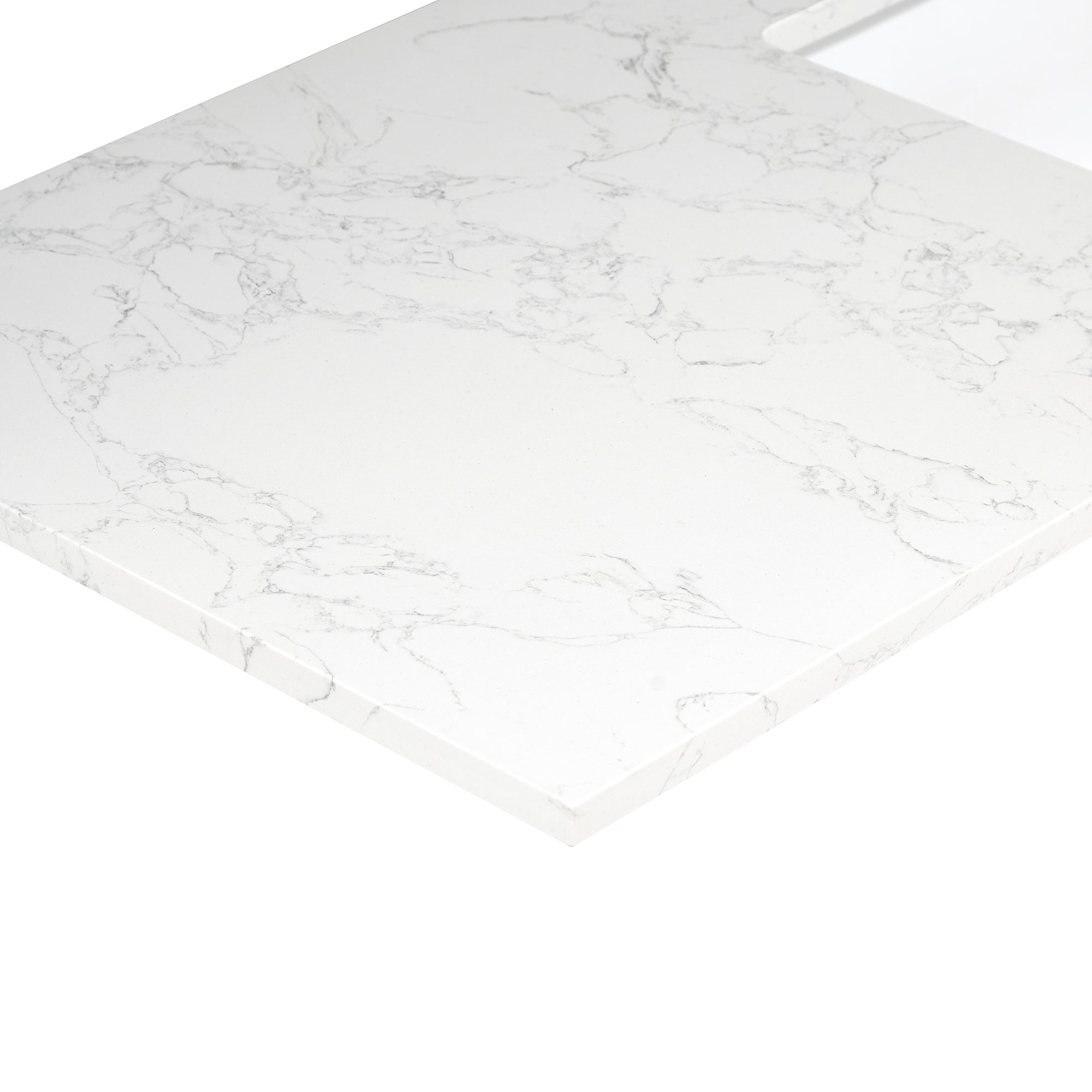 Ceres in Engineered Stone Vanity Top in Grain White with Single White Sink