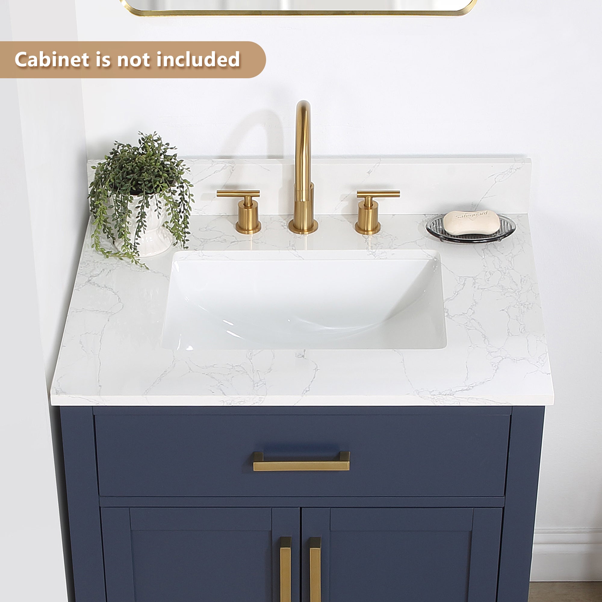 Ceres in Engineered Stone Vanity Top in Grain White with Single White Sink