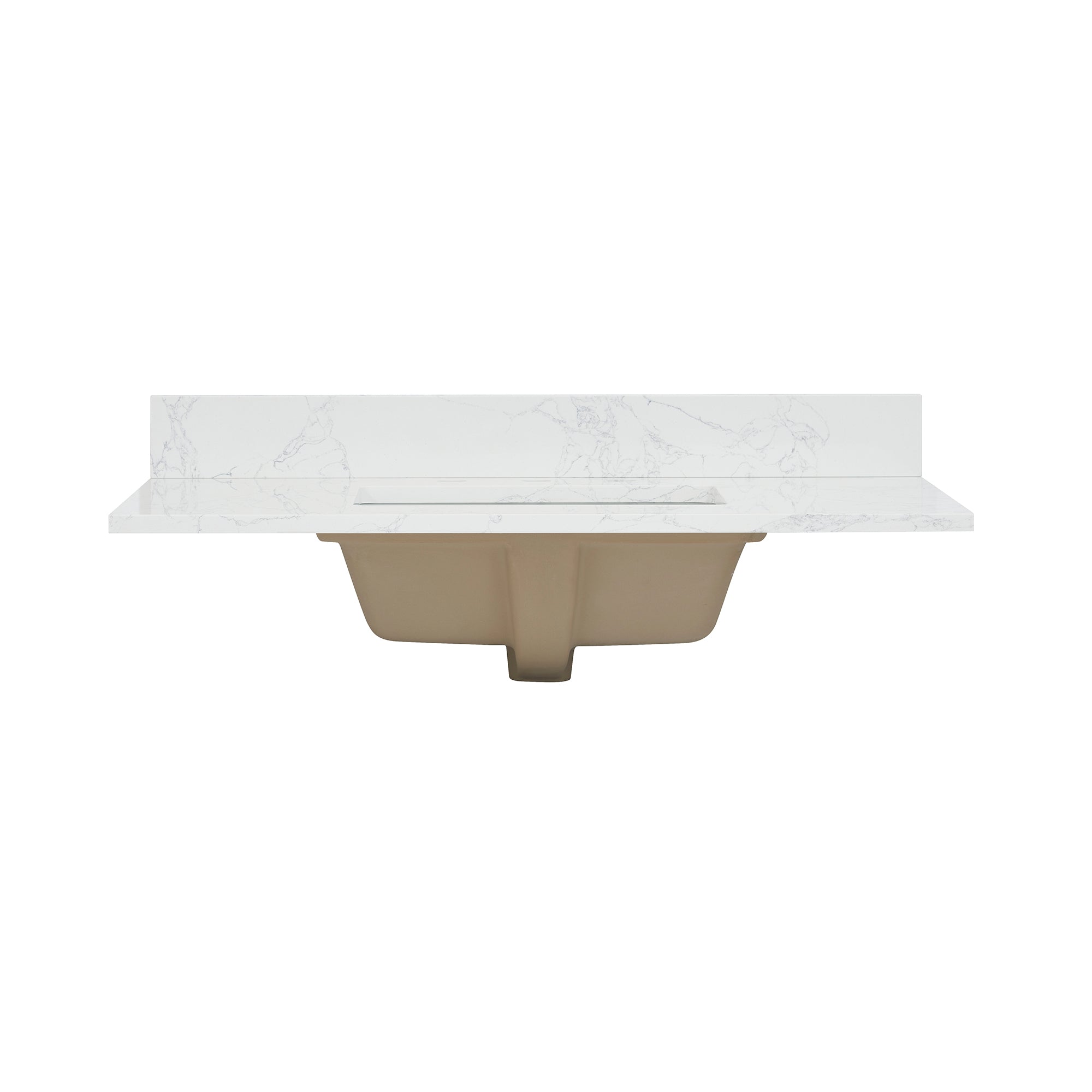 Ceres in Engineered Stone Vanity Top in Grain White with Single White Sink