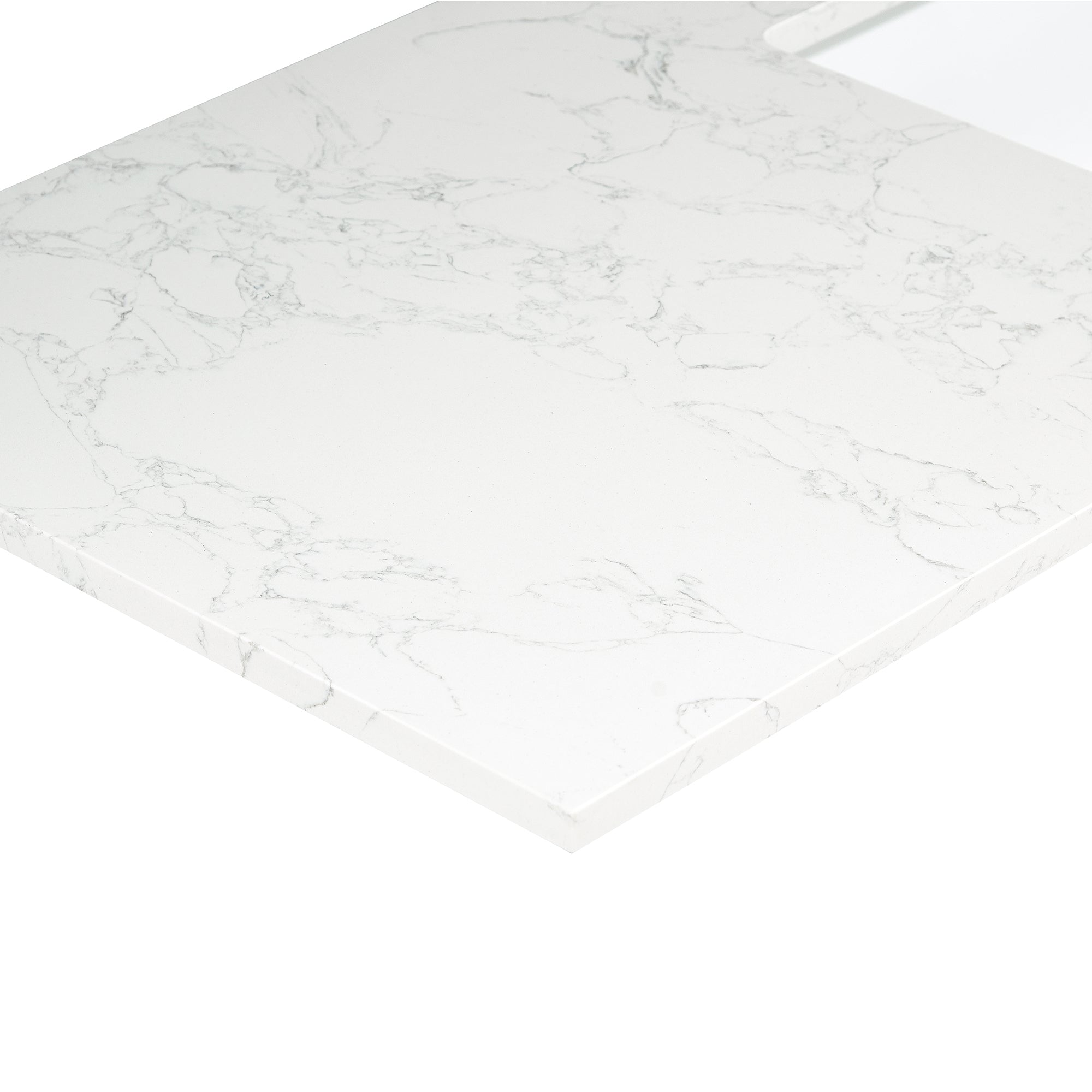 Ceres in Engineered Stone Vanity Top in Grain White with Single White Sink