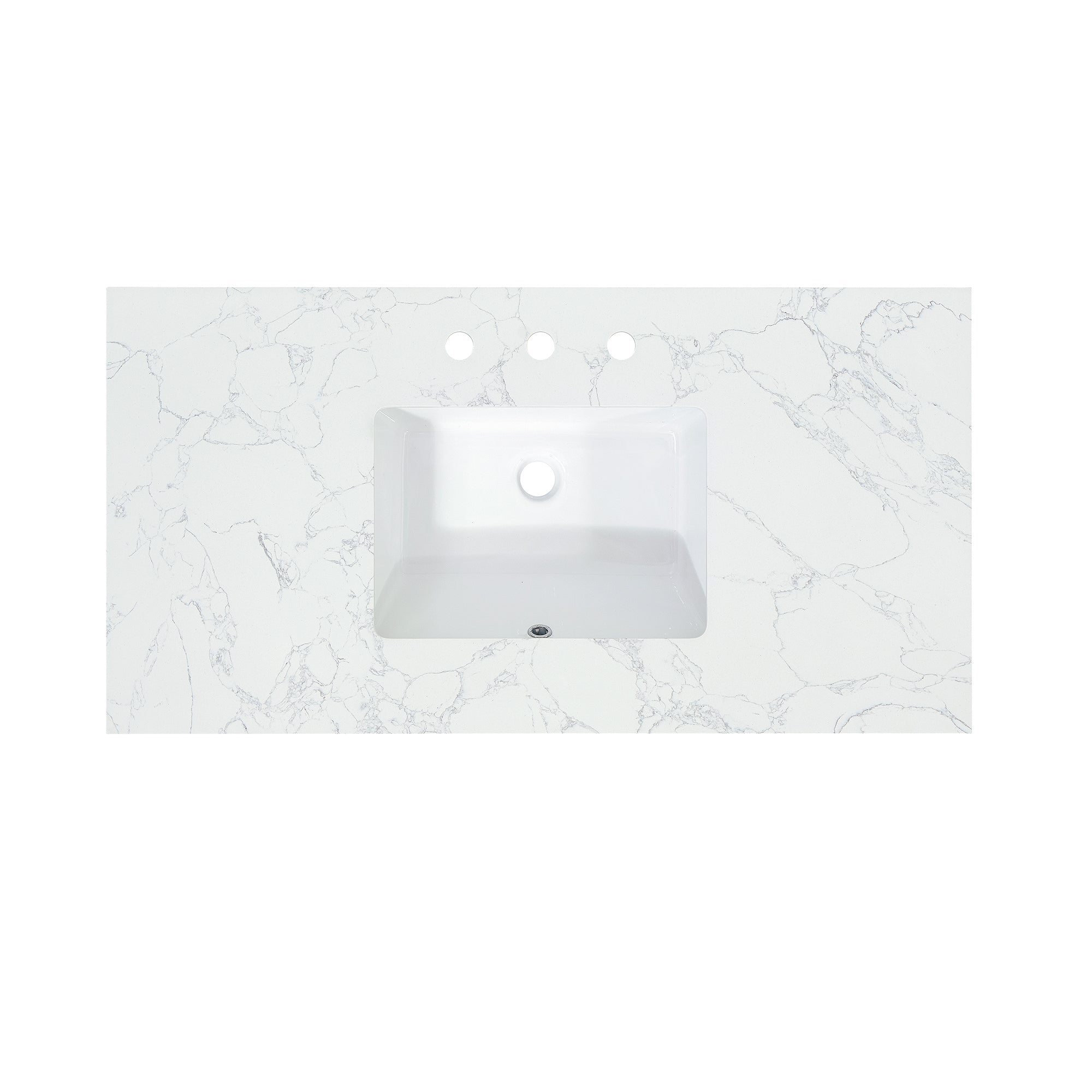Ceres in Engineered Stone Vanity Top in Grain White with Single White Sink