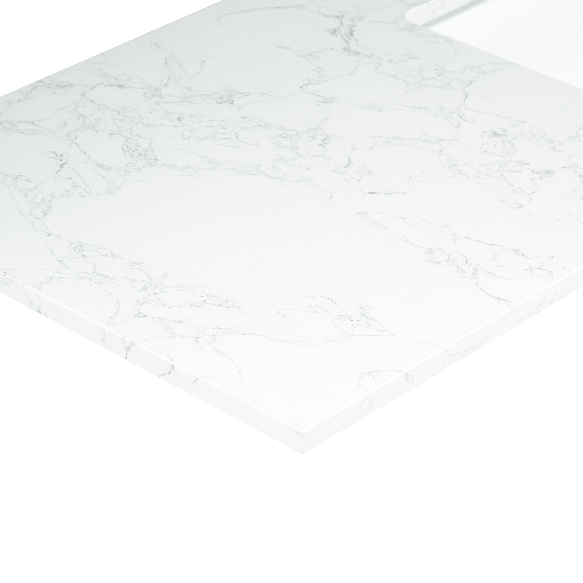 Ceres in Engineered Stone Vanity Top in Grain White with Single White Sink