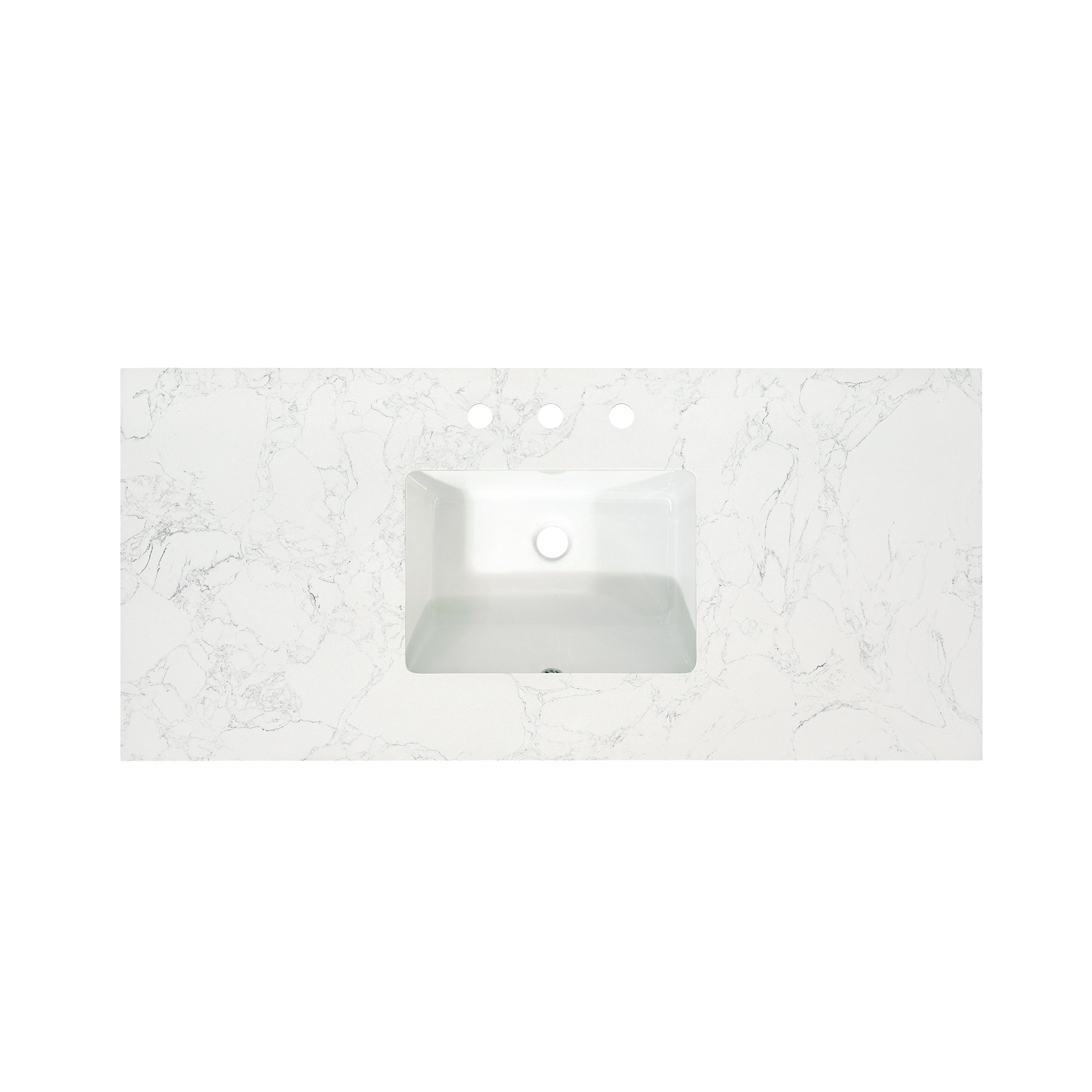 Ceres in Engineered Stone Vanity Top in Grain White with Single White Sink
