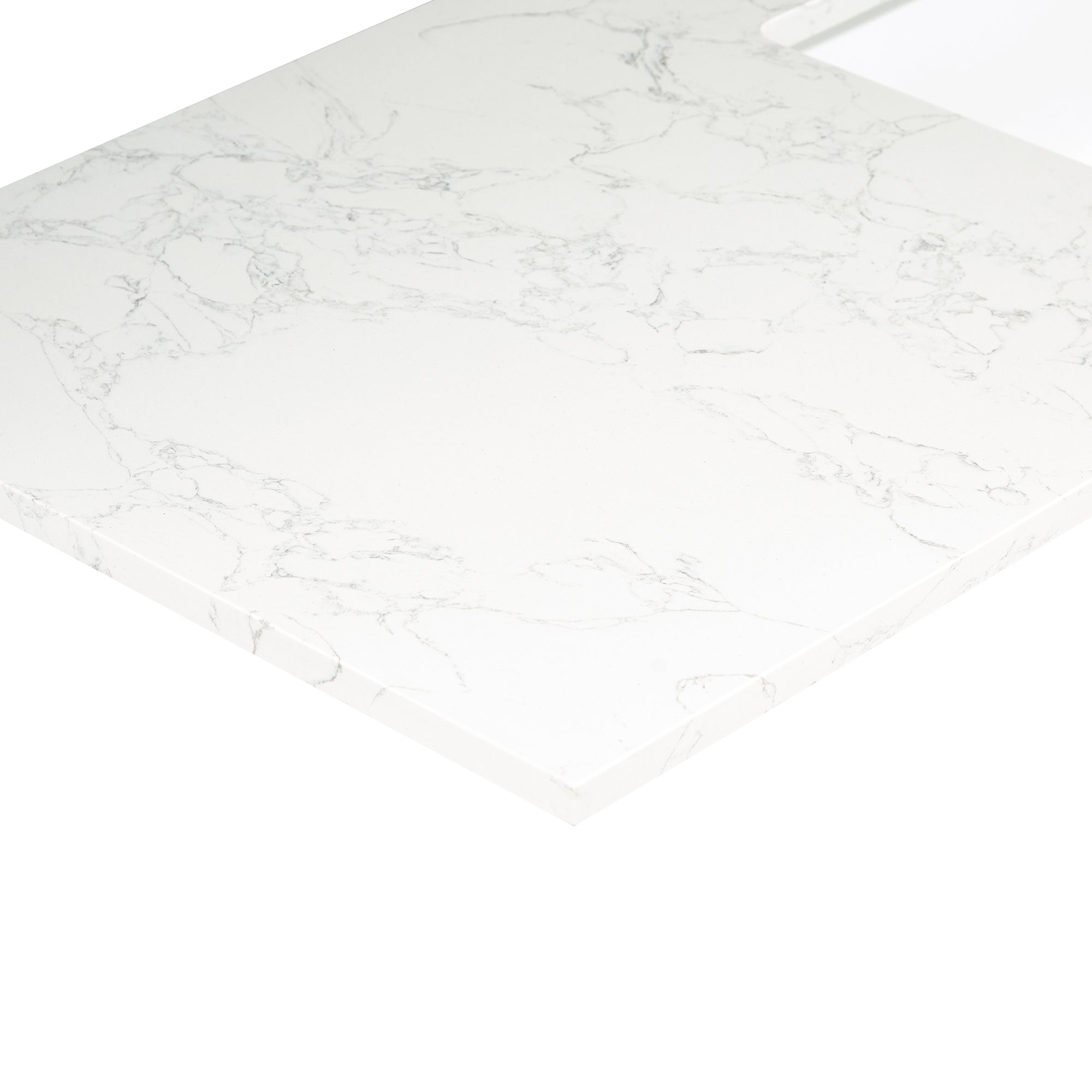 Ceres in Engineered Stone Vanity Top in Grain White with Single White Sink