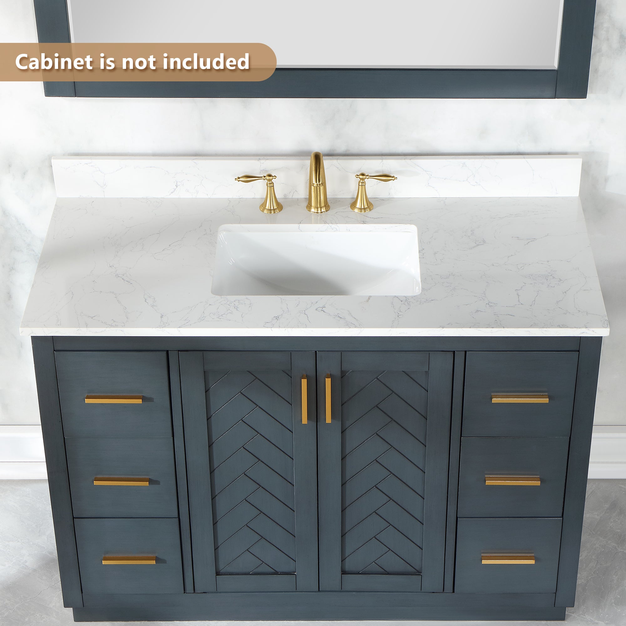 Ceres in Engineered Stone Vanity Top in Grain White with Single White Sink
