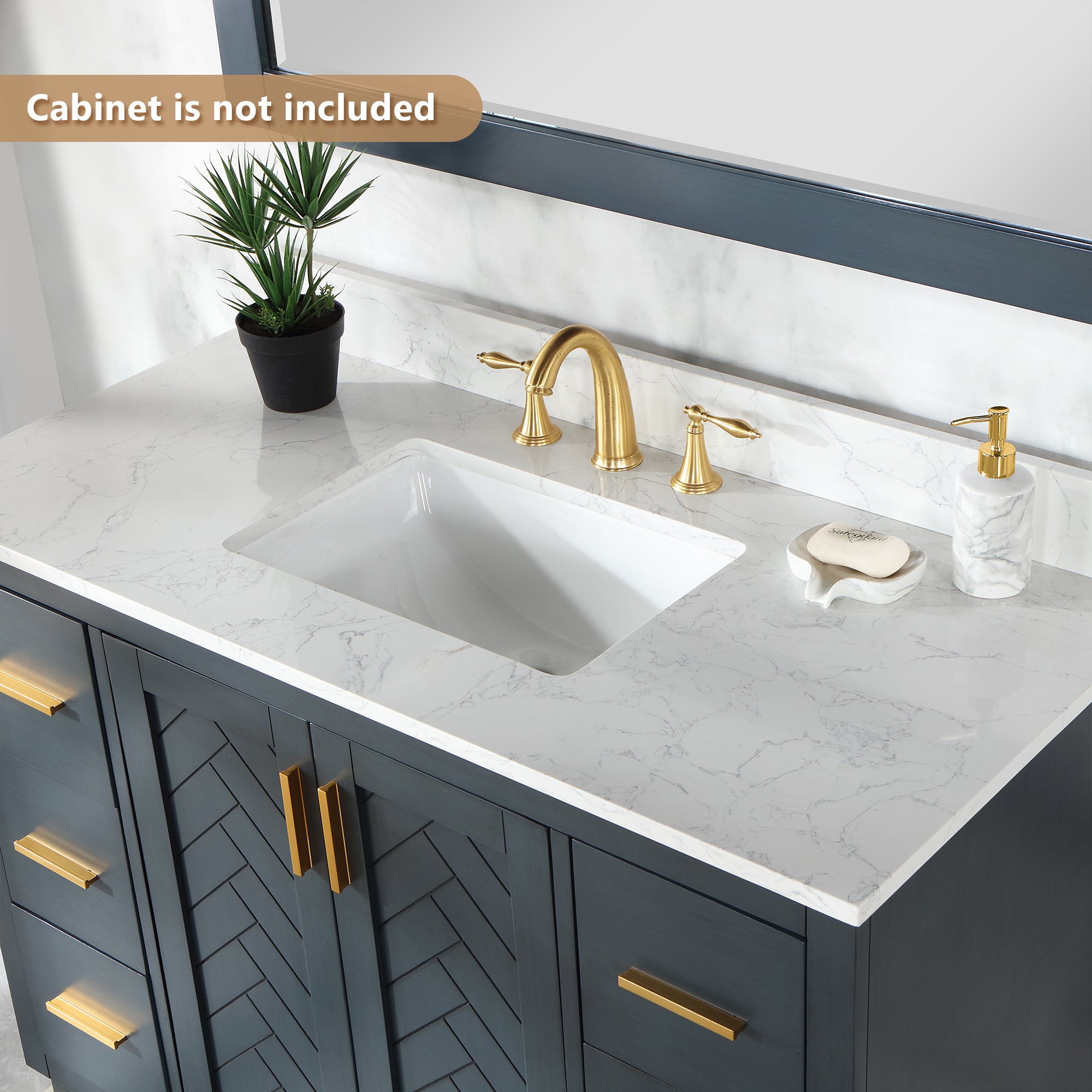 Ceres in Engineered Stone Vanity Top in Grain White with Single White Sink