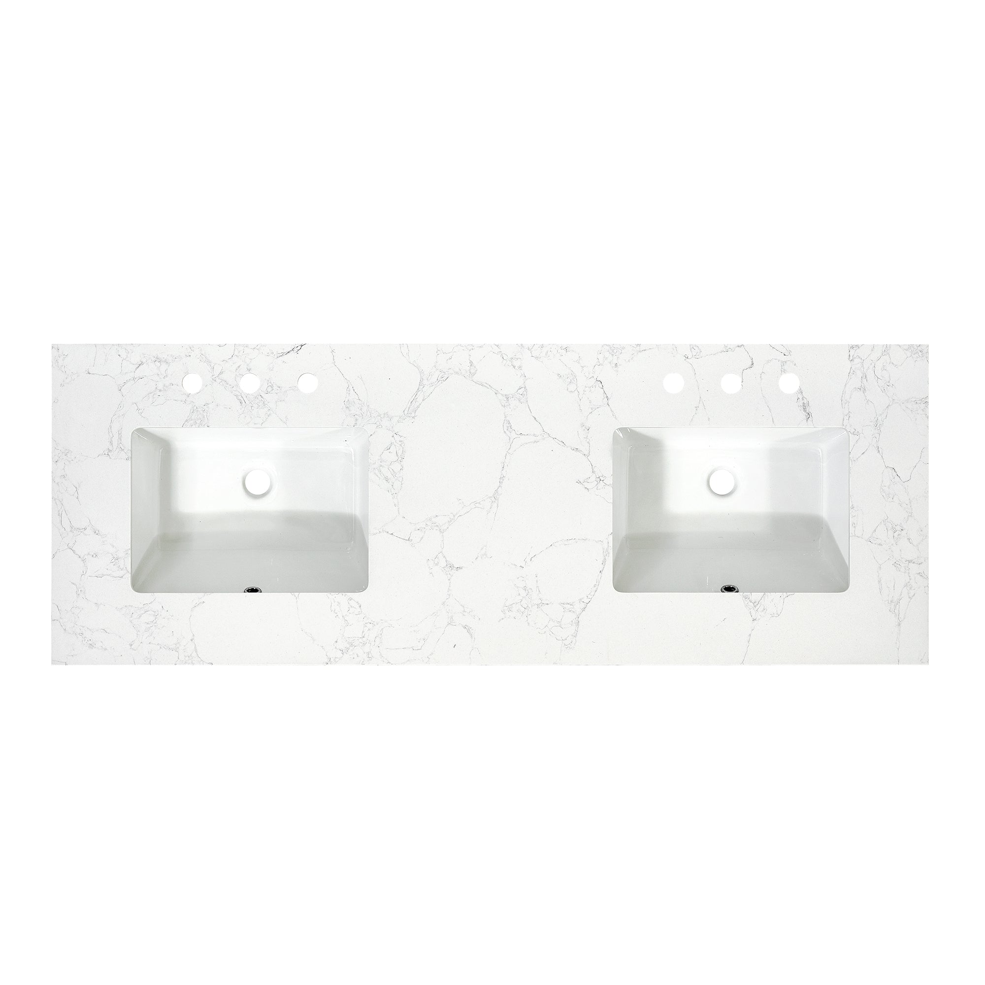 Ceres in Engineered Stone Vanity Top in Grain White with Single White Sink