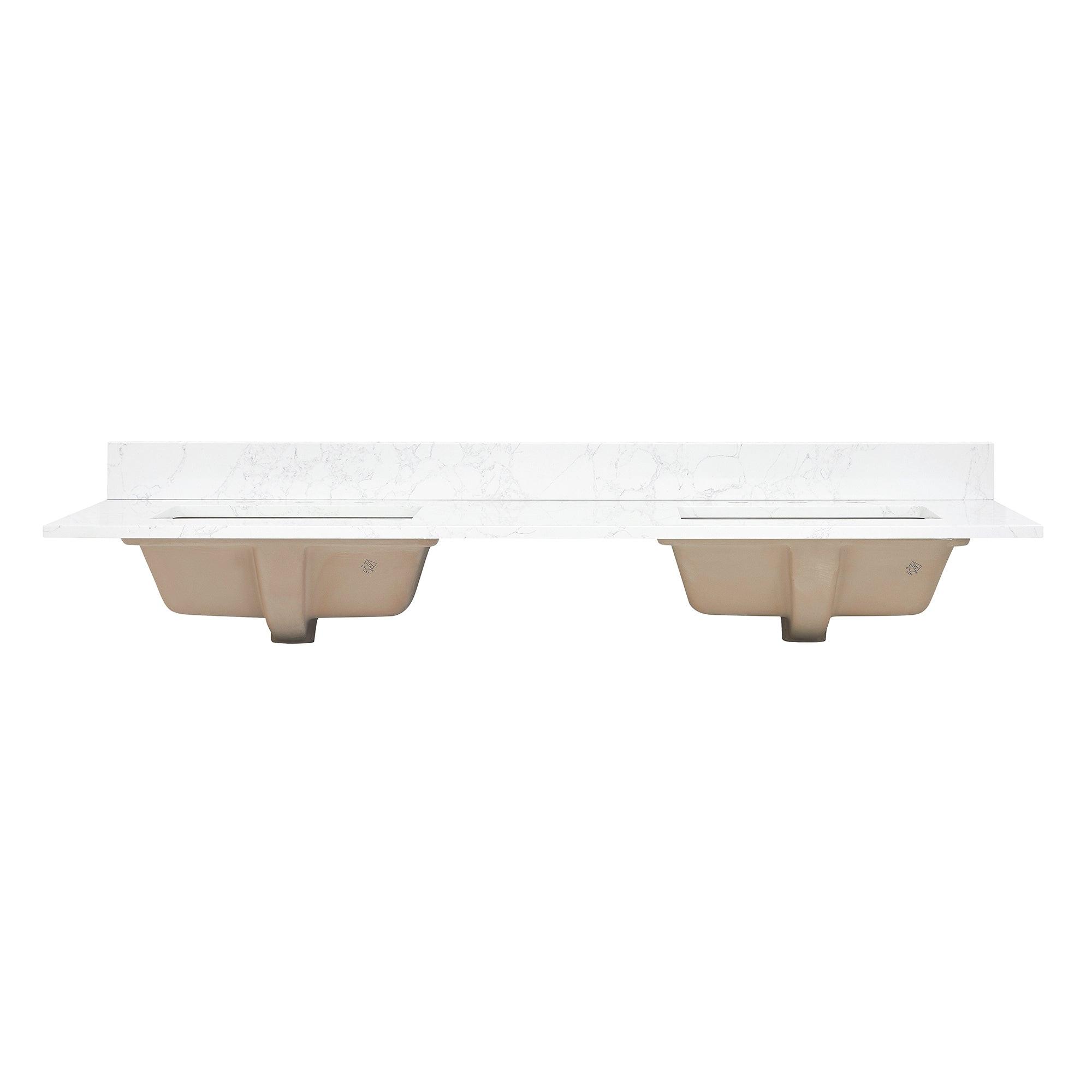 Ceres in Engineered Stone Vanity Top in Grain White with Single White Sink