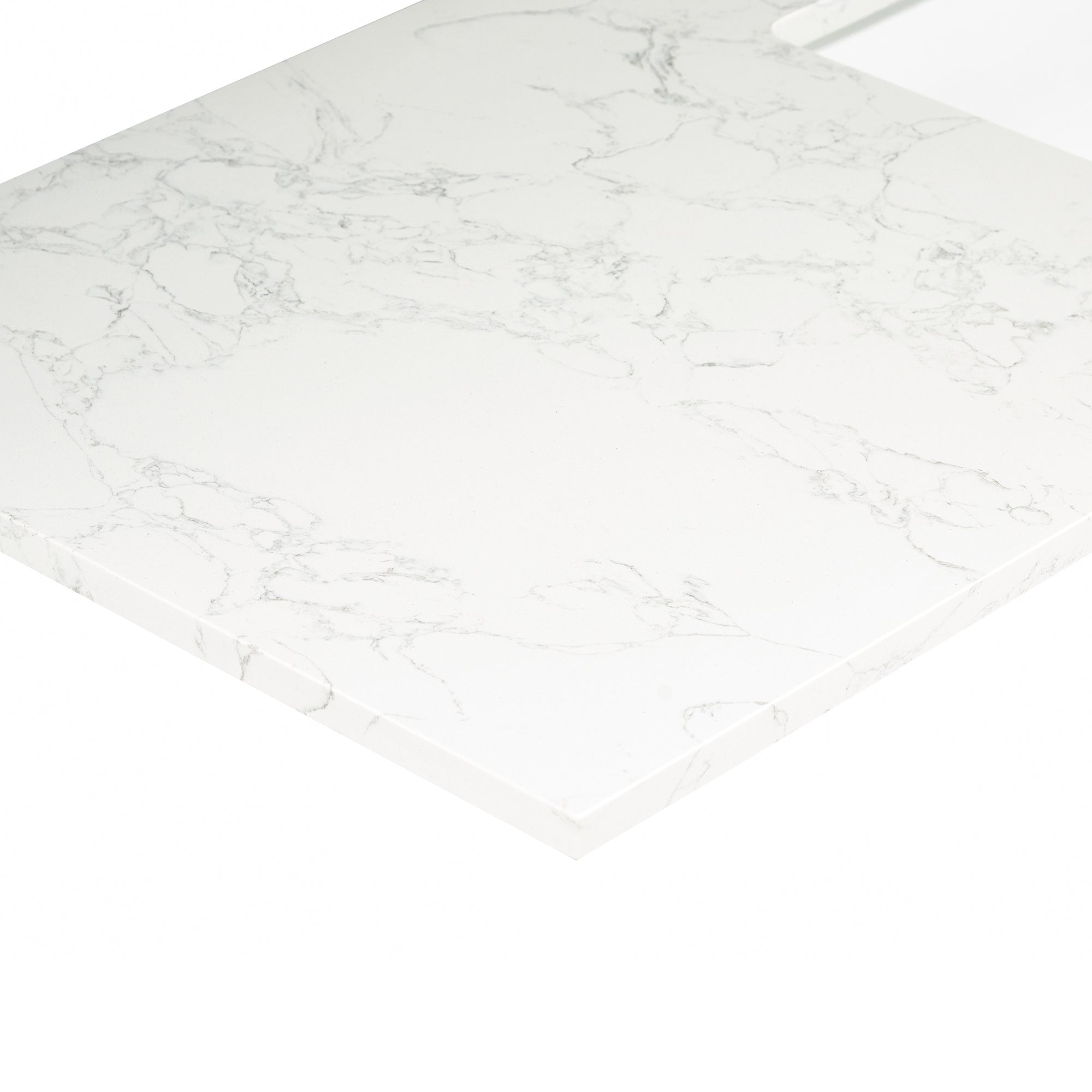 Ceres in Engineered Stone Vanity Top in Grain White with Single White Sink