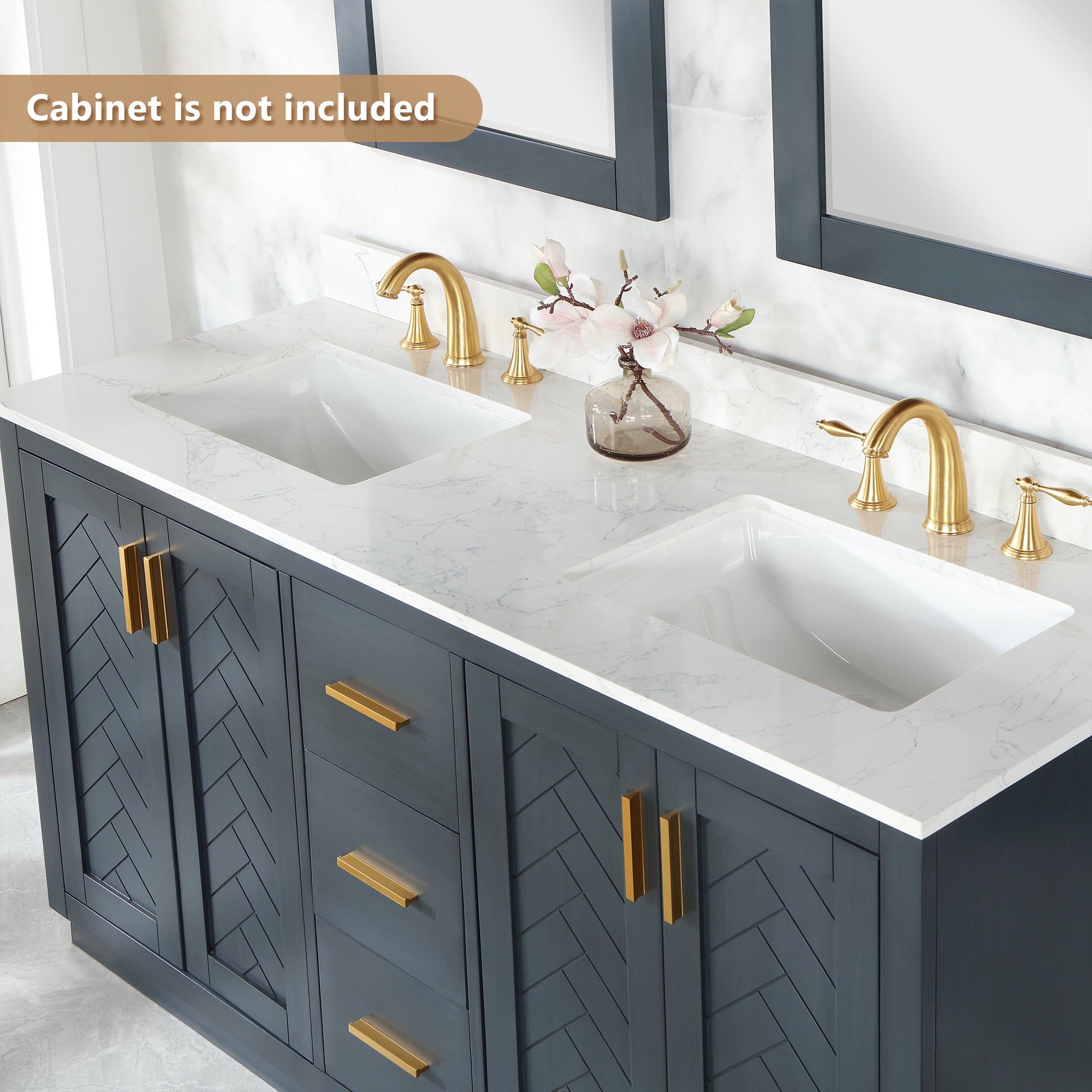 Ceres in Engineered Stone Vanity Top in Grain White with Single White Sink