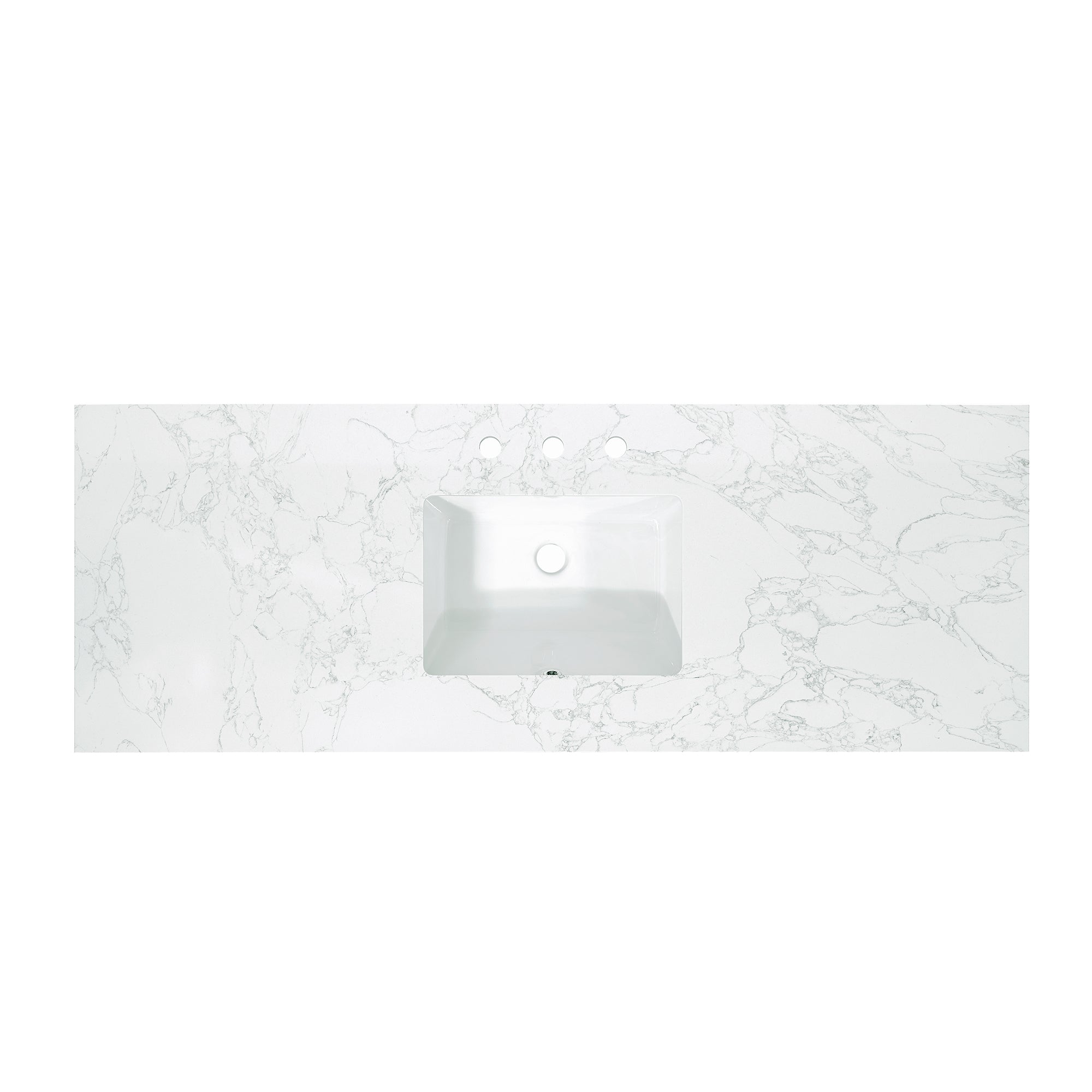 Ceres in Engineered Stone Vanity Top in Grain White with Single White Sink