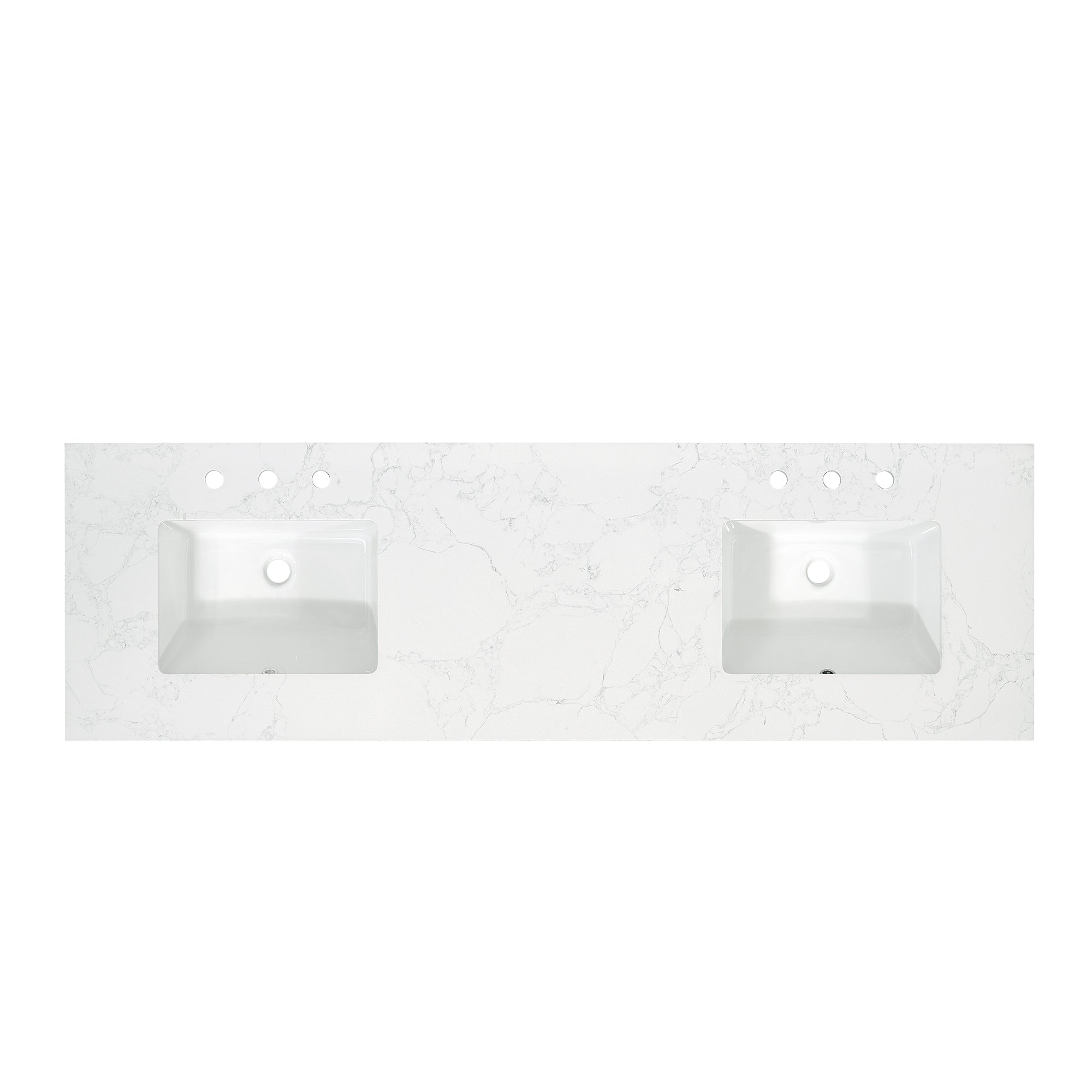 Ceres in Engineered Stone Vanity Top in Grain White with Single White Sink