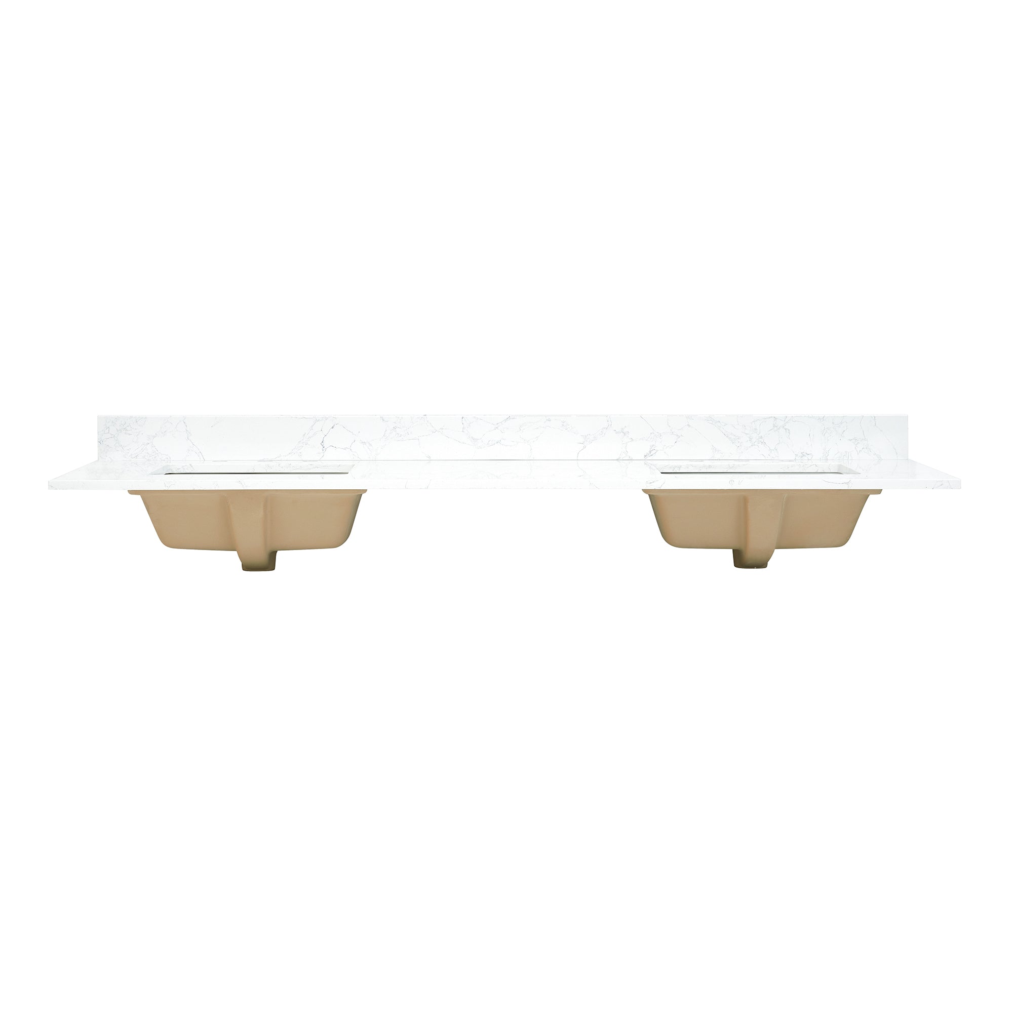 Ceres in Engineered Stone Vanity Top in Grain White with Single White Sink