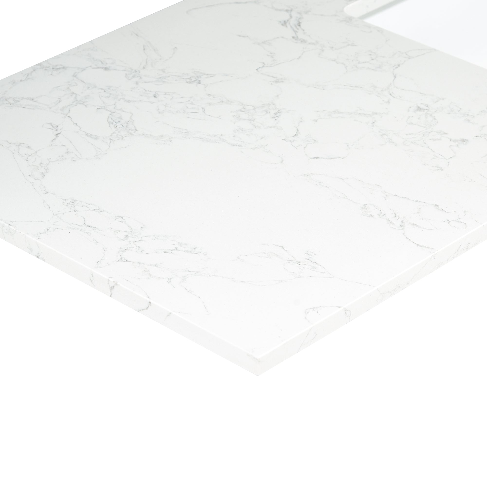 Ceres in Engineered Stone Vanity Top in Grain White with Single White Sink