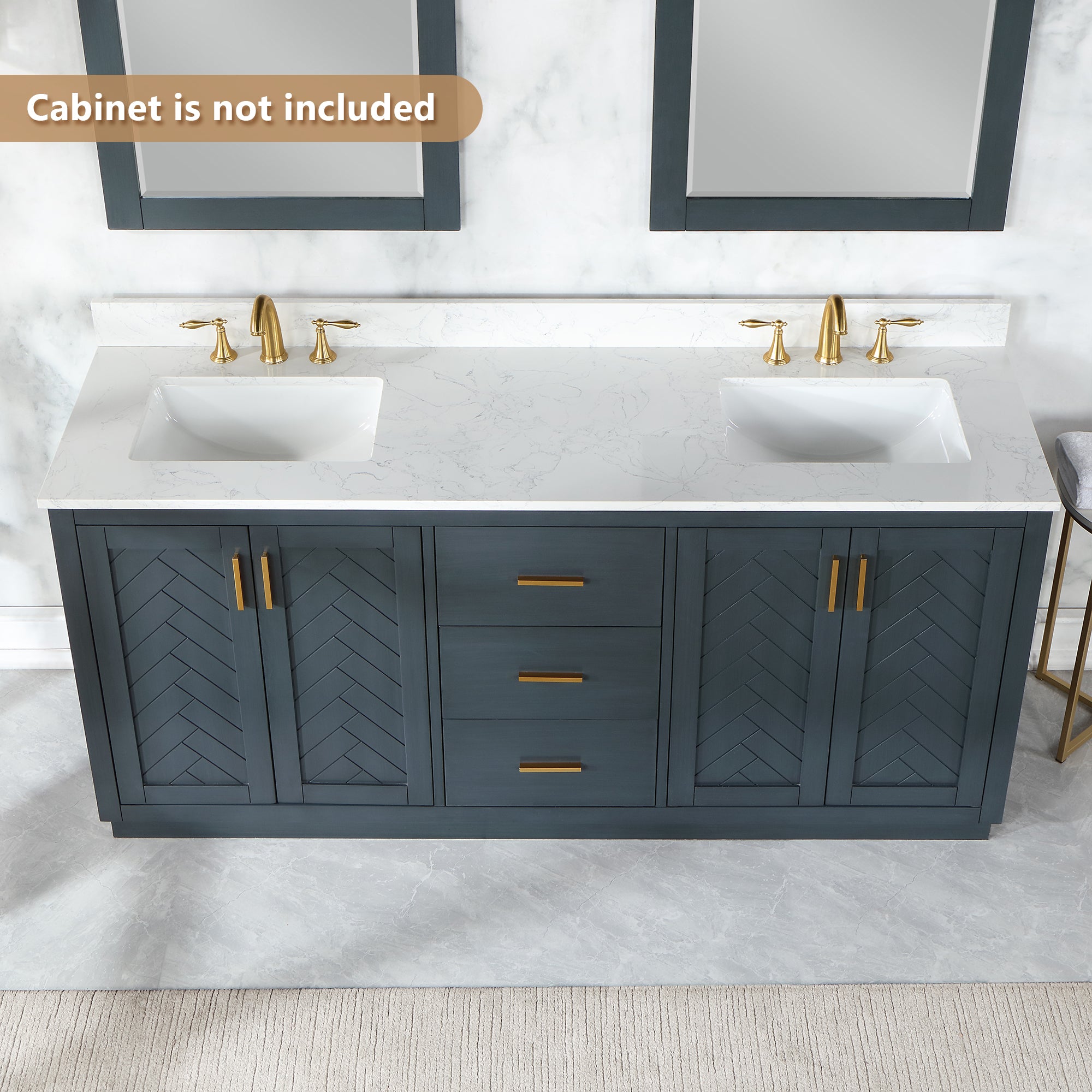 Ceres in Engineered Stone Vanity Top in Grain White with Single White Sink