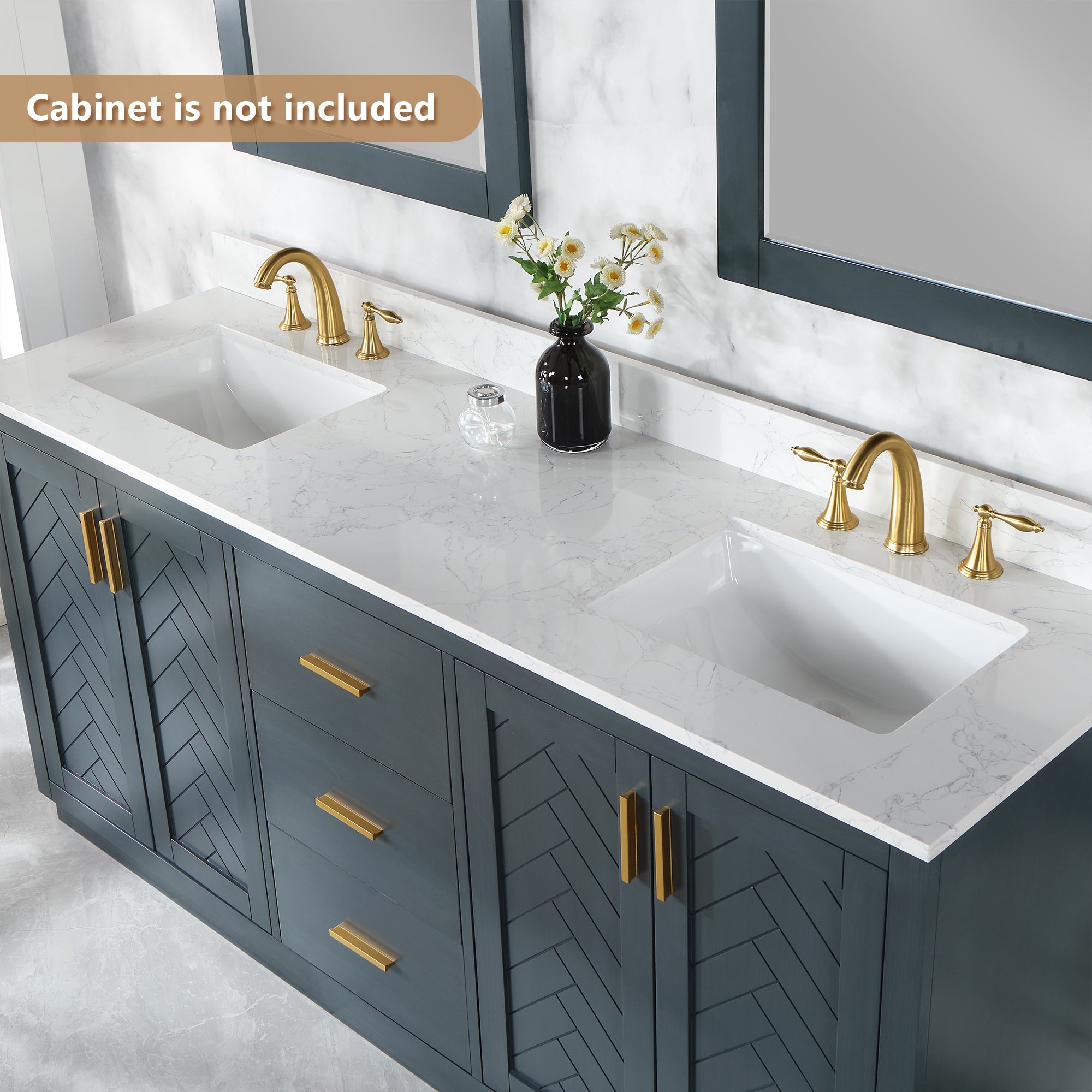 Ceres in Engineered Stone Vanity Top in Grain White with Single White Sink