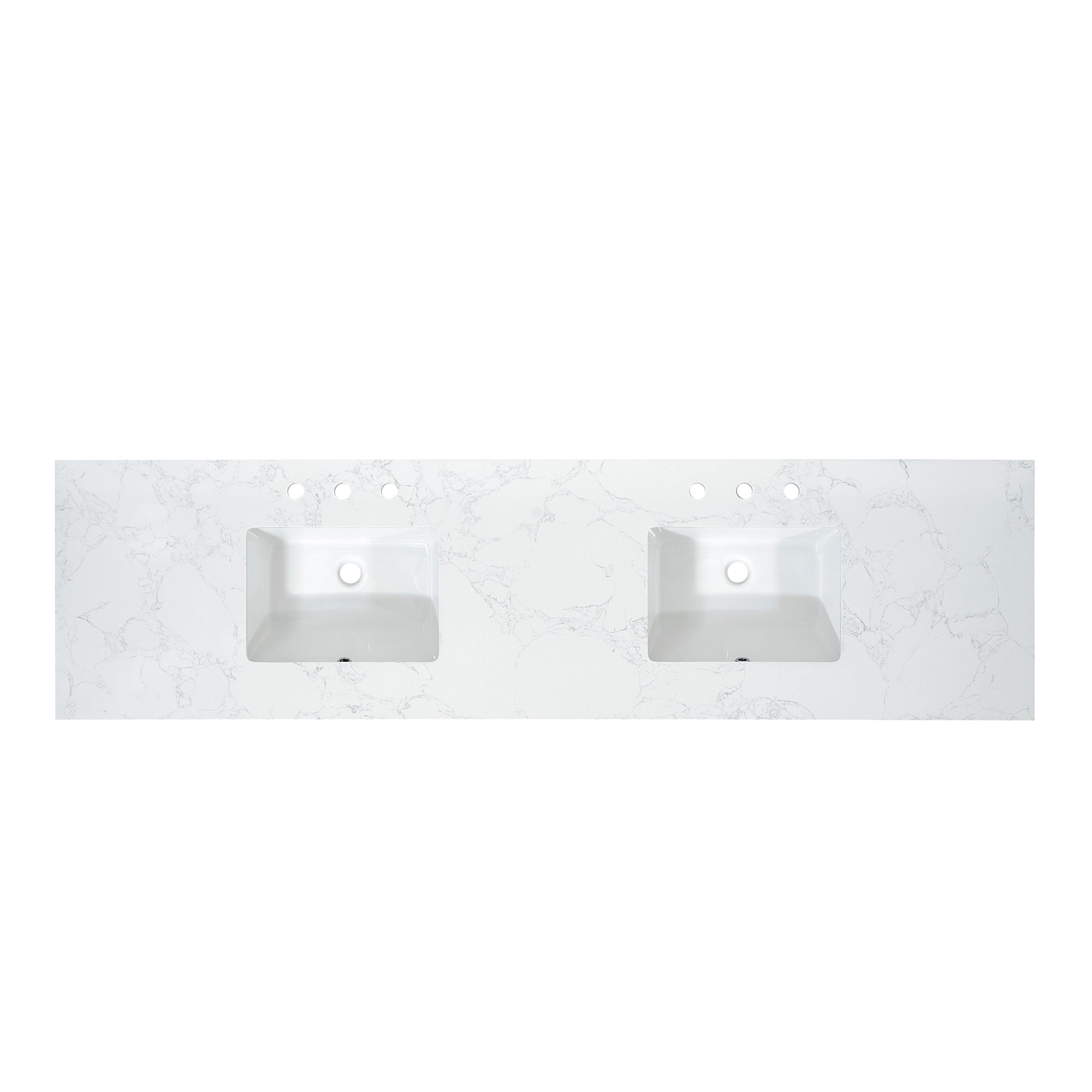 Ceres in Engineered Stone Vanity Top in Grain White with Single White Sink