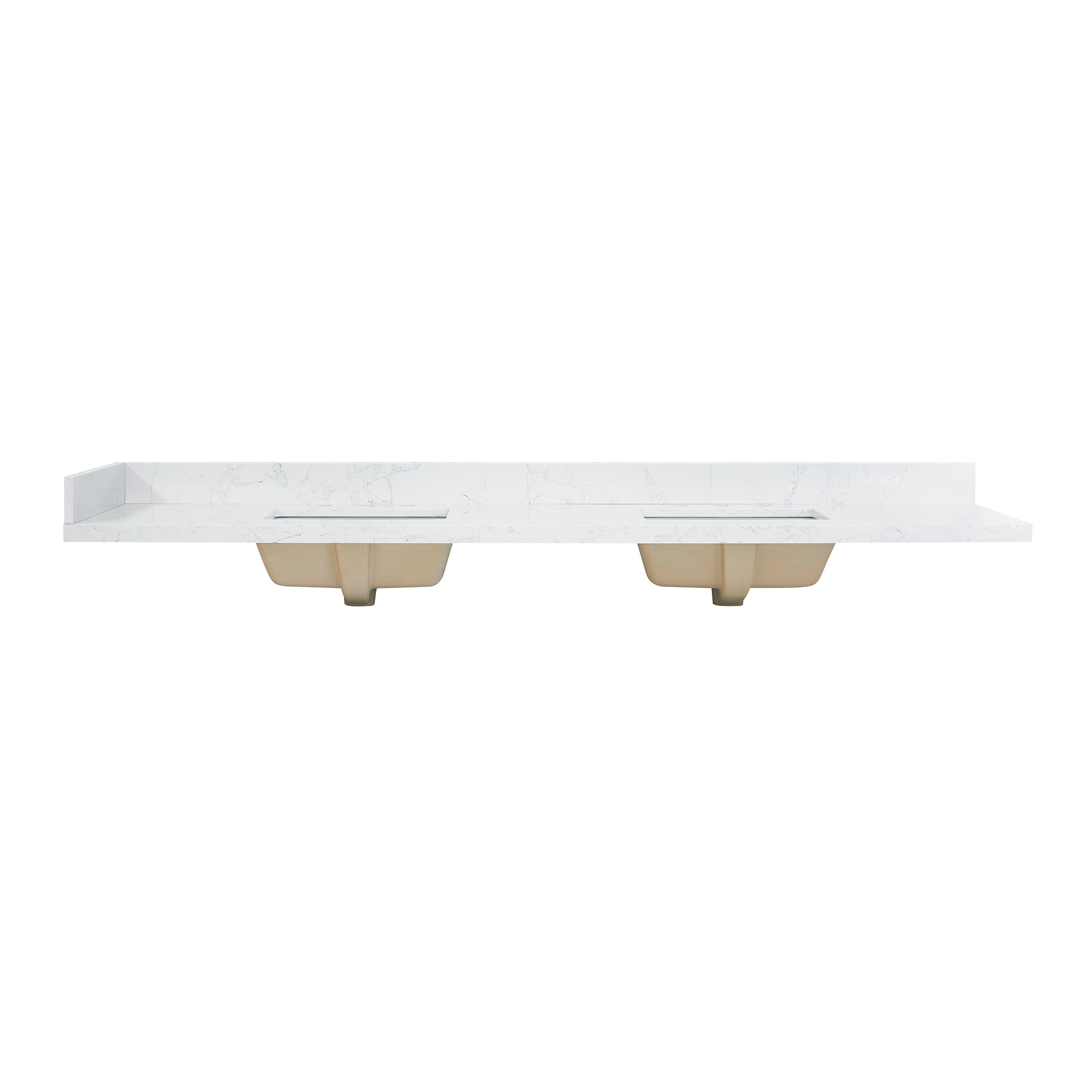 Ceres in Engineered Stone Vanity Top in Grain White with Single White Sink