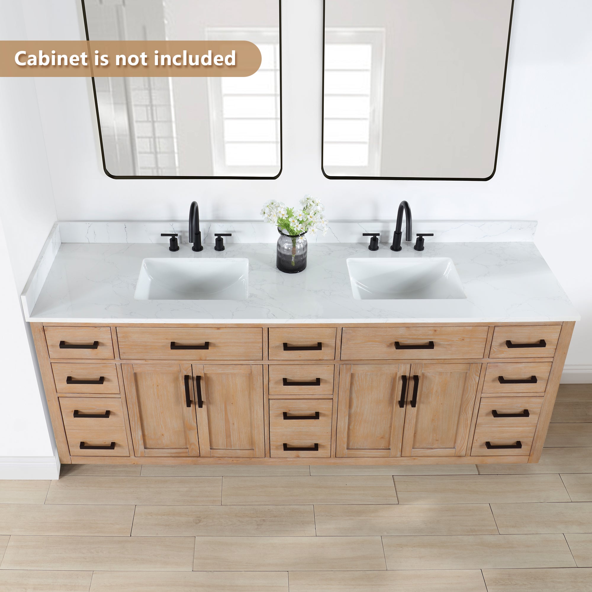 Ceres in Engineered Stone Vanity Top in Grain White with Single White Sink
