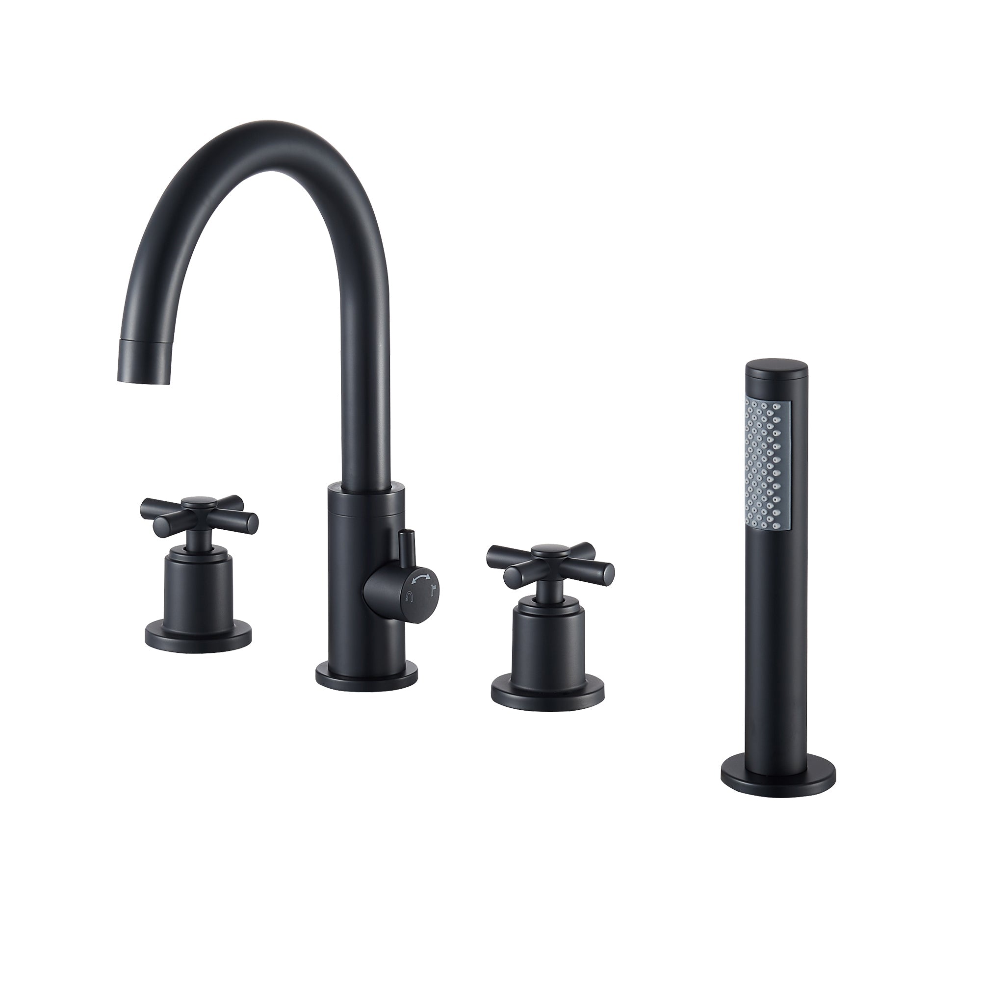 Sundale Cross Handles Deck-Mount Roman Tub Faucet with Handshower