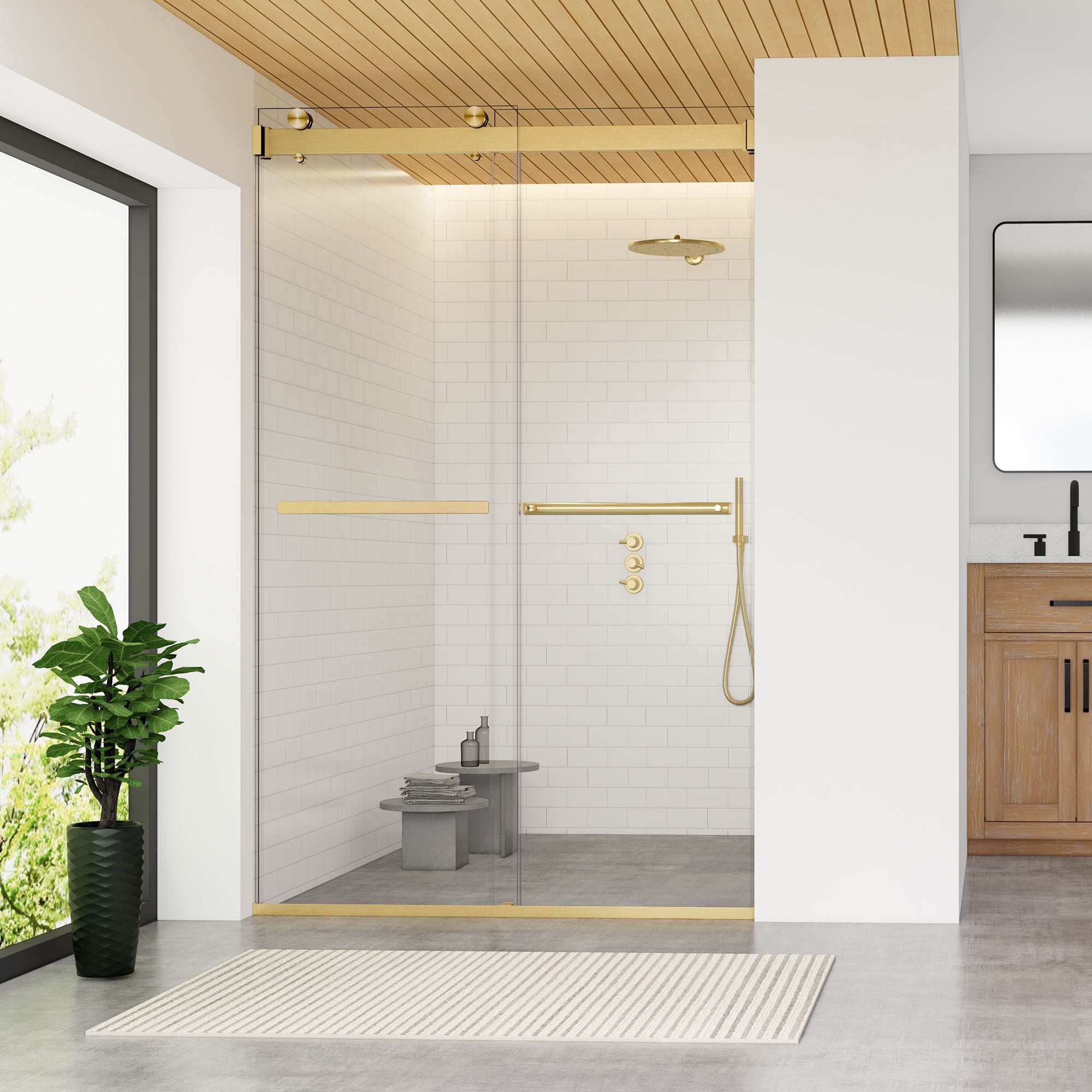 Marcelo 48" W x 76" H By Pass Frameless Shower Door with Clear Glass