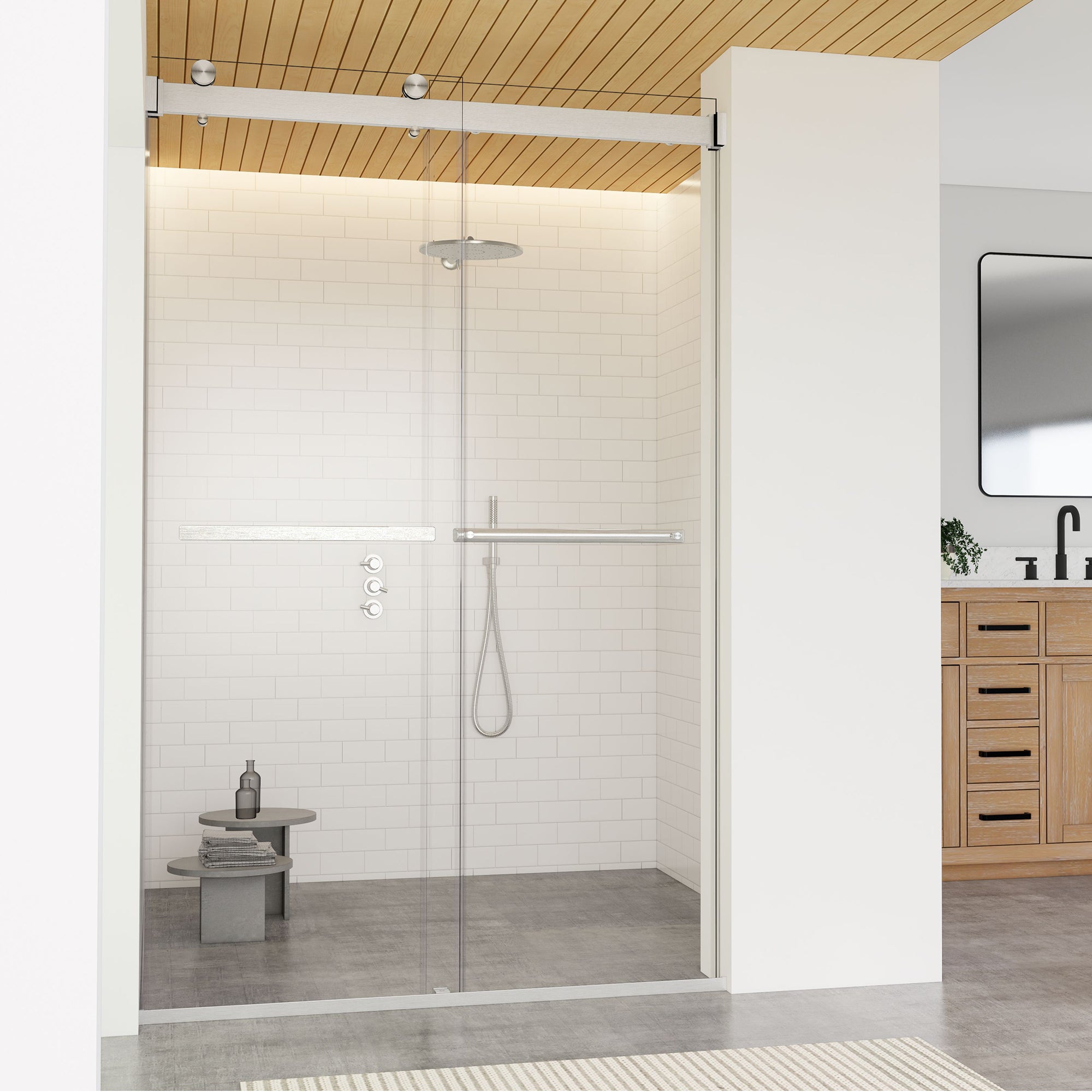 Marcelo 48" W x 76" H By Pass Frameless Shower Door with Clear Glass